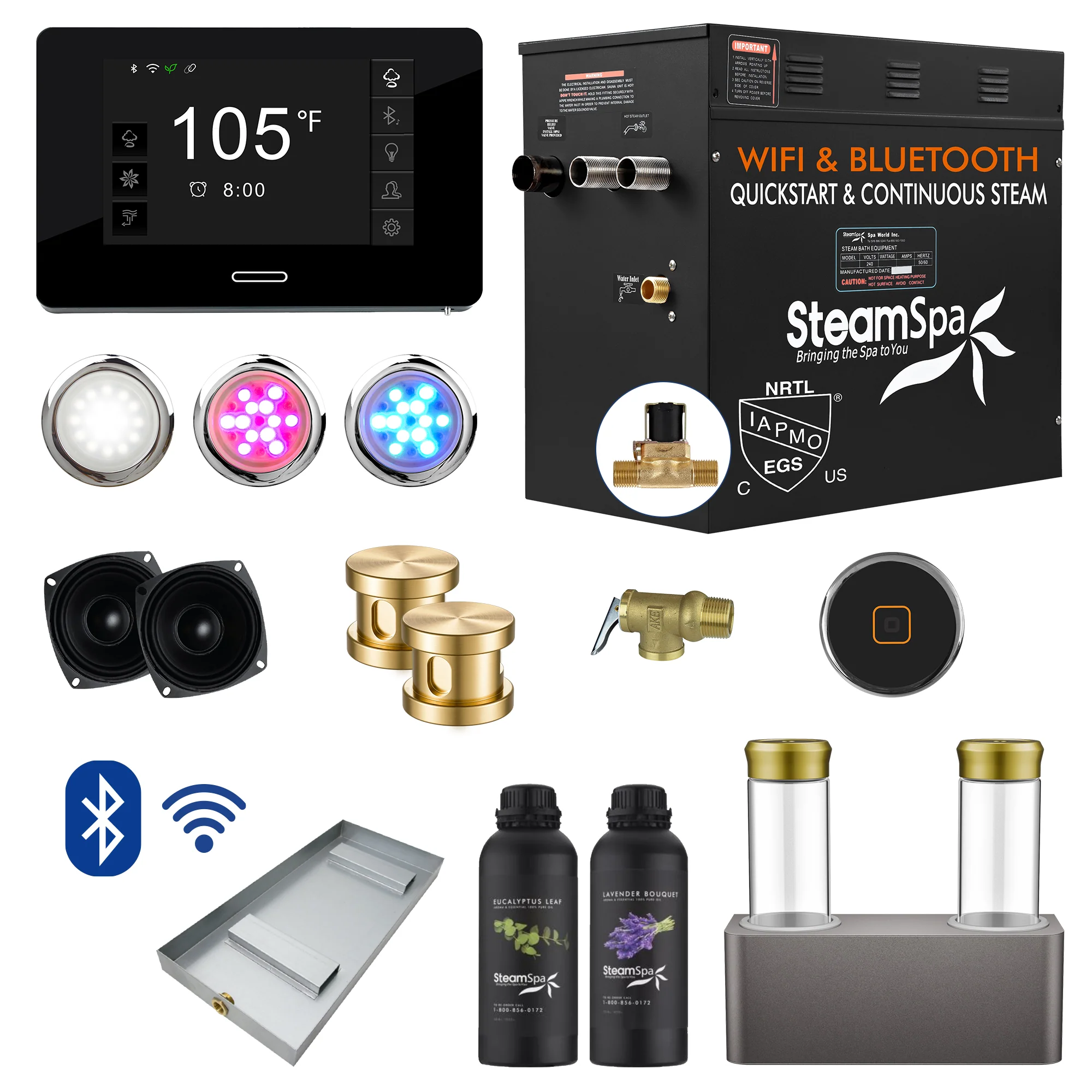 Black Series Steam Bath Generator Package with Advanced Touchscreen, Bluetooth Audio & Dual Aroma Pump - Image 13