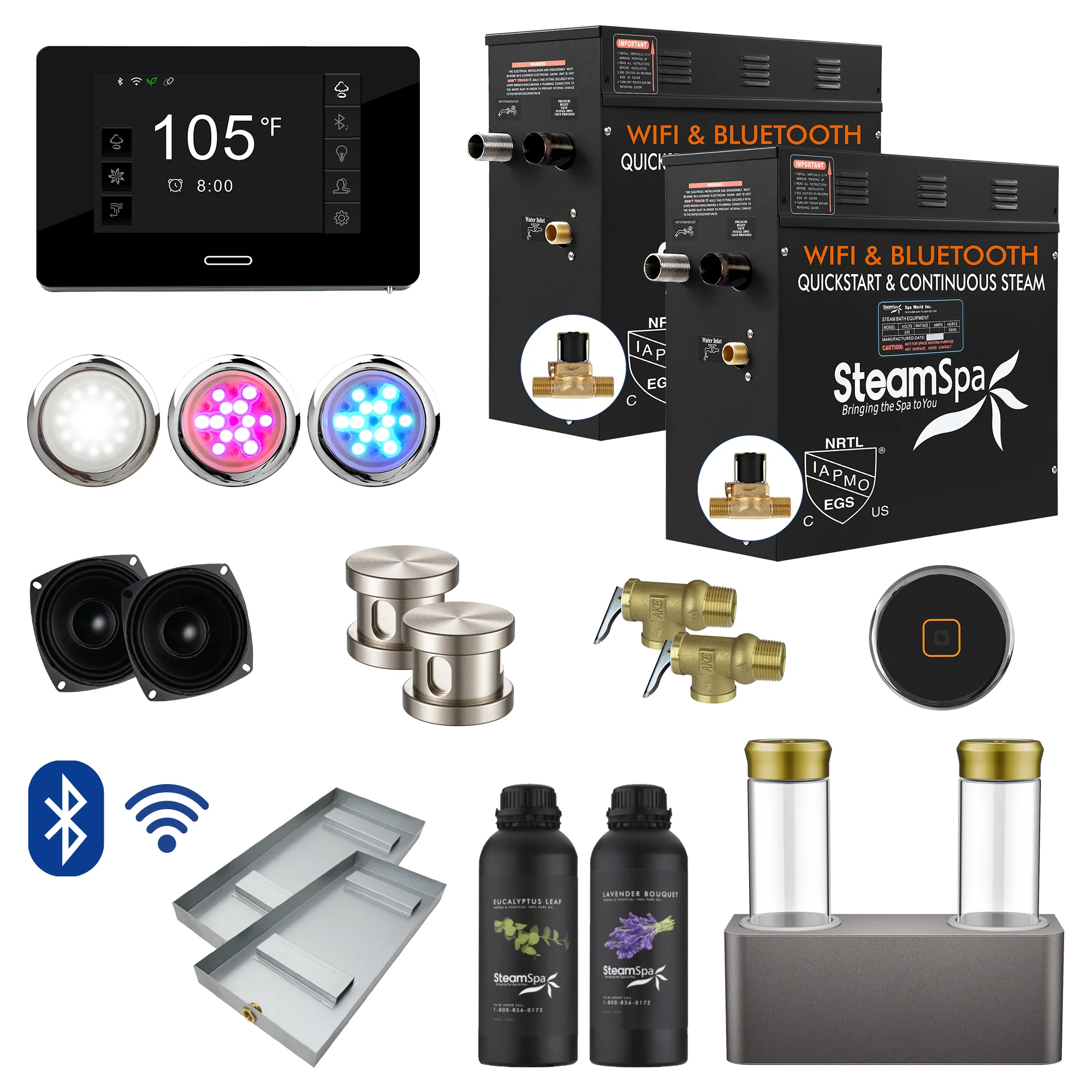 Black Series Steam Bath Generator Package with Advanced Touchscreen, Bluetooth Audio & Dual Aroma Pump - Image 15