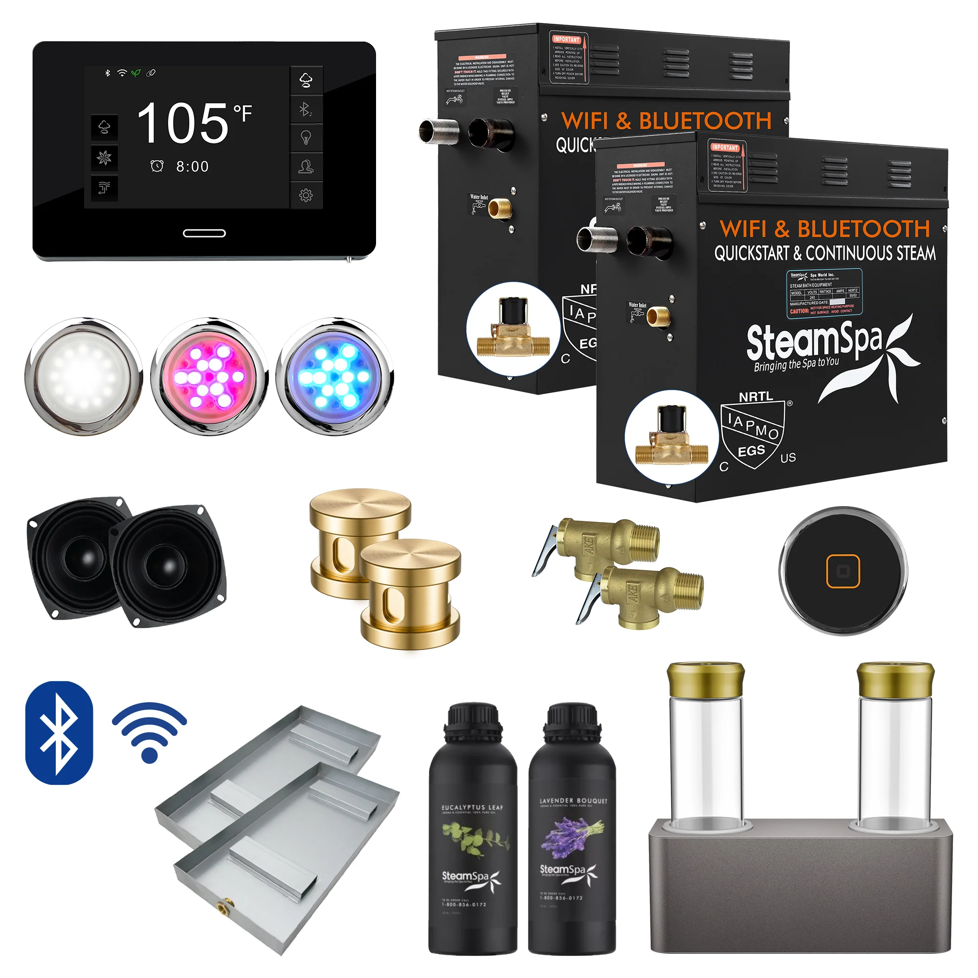 Black Series Steam Bath Generator Package with Advanced Touchscreen, Bluetooth Audio & Dual Aroma Pump - Image 17