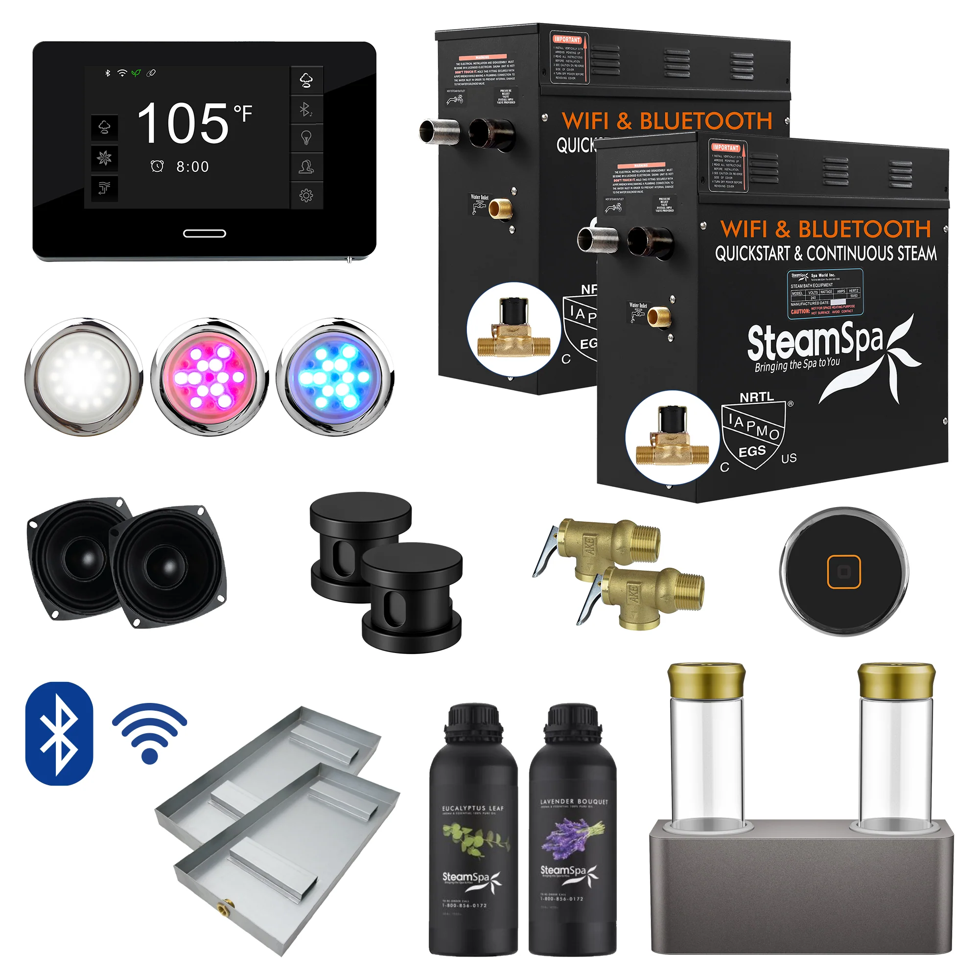Black Series Steam Bath Generator Package with Advanced Touchscreen, Bluetooth Audio & Dual Aroma Pump - Image 18