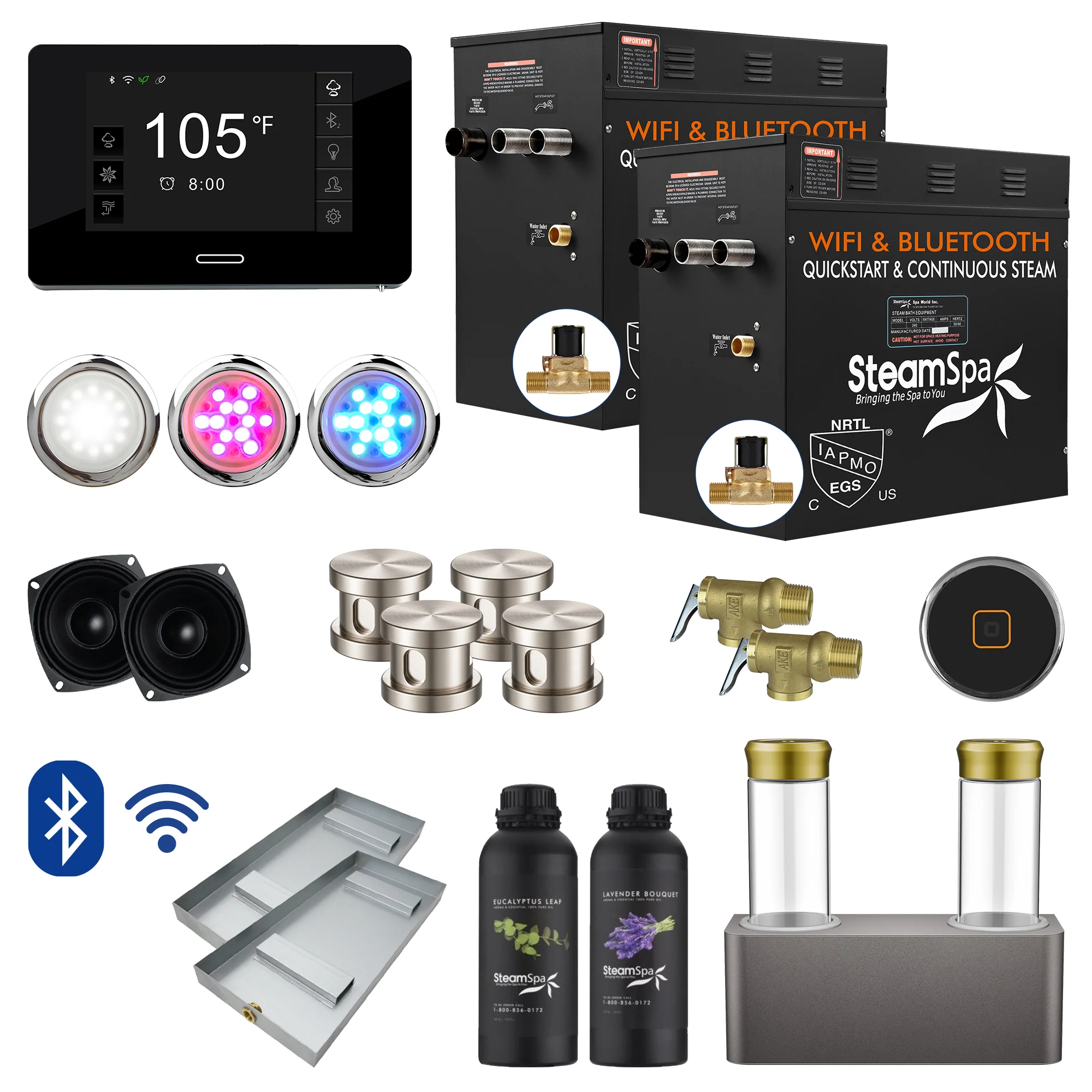 Black Series Steam Bath Generator Package with Advanced Touchscreen, Bluetooth Audio & Dual Aroma Pump - Image 20