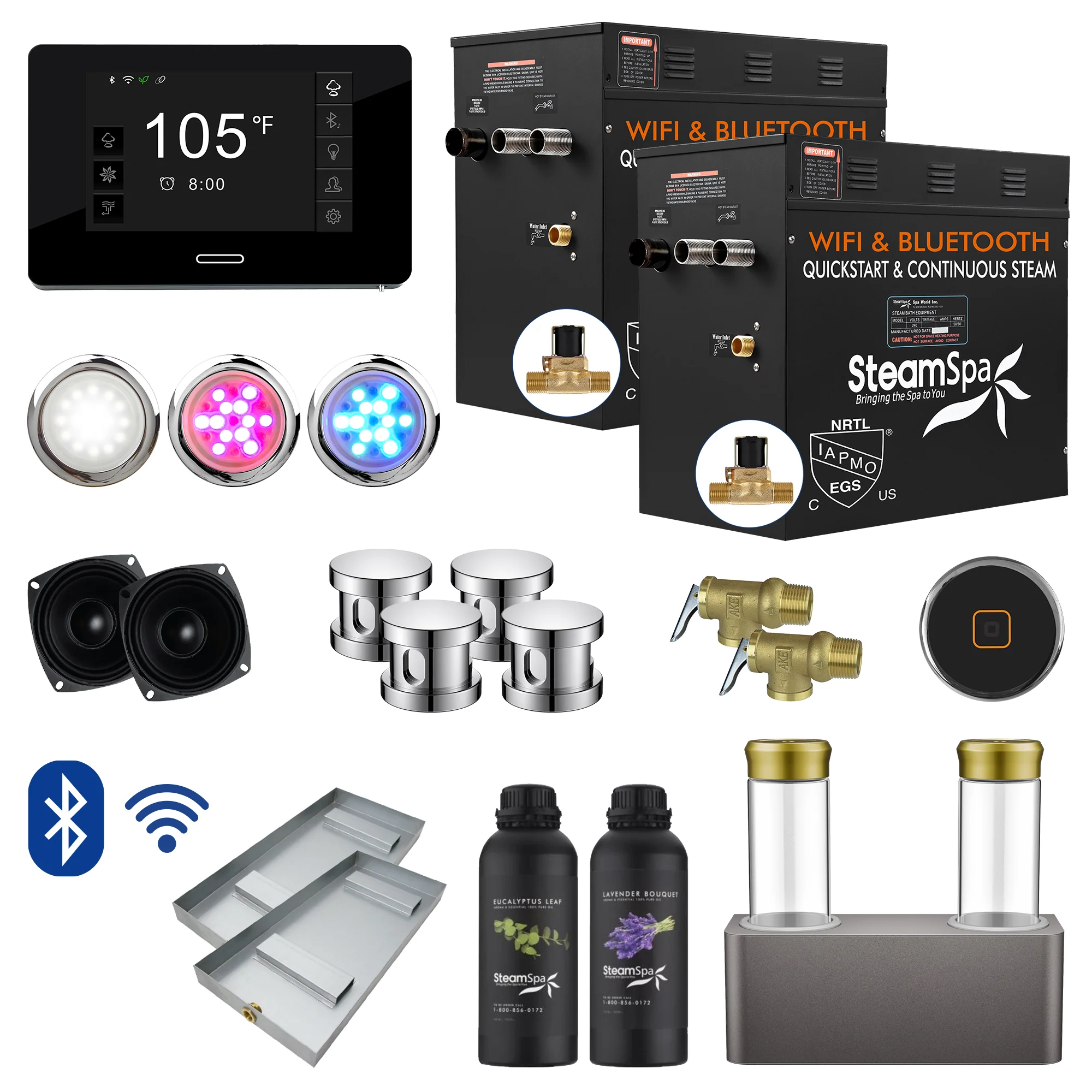 Black Series Steam Bath Generator Package with Advanced Touchscreen, Bluetooth Audio & Dual Aroma Pump - Image 21