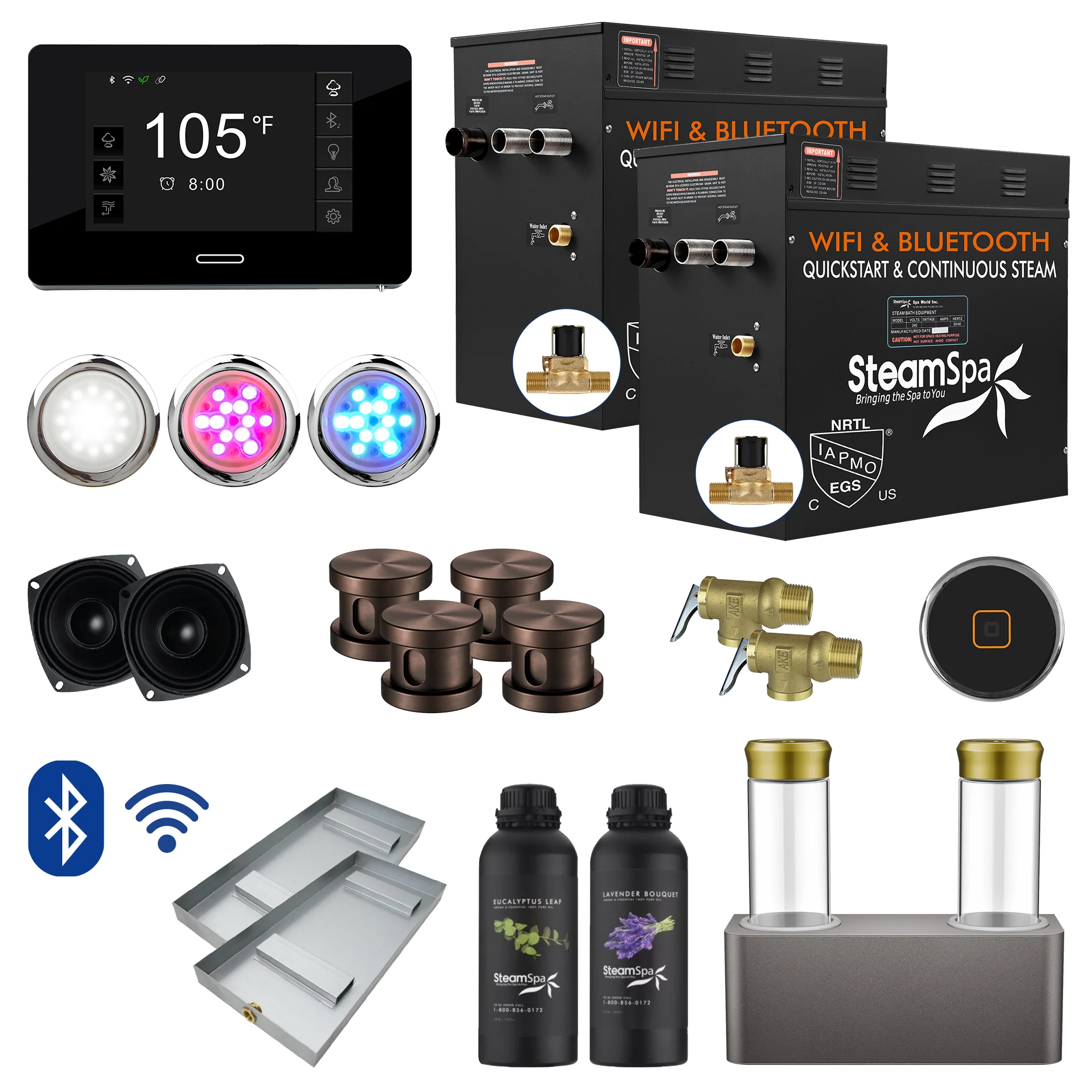 Black Series Steam Bath Generator Package with Advanced Touchscreen, Bluetooth Audio & Dual Aroma Pump - Image 24