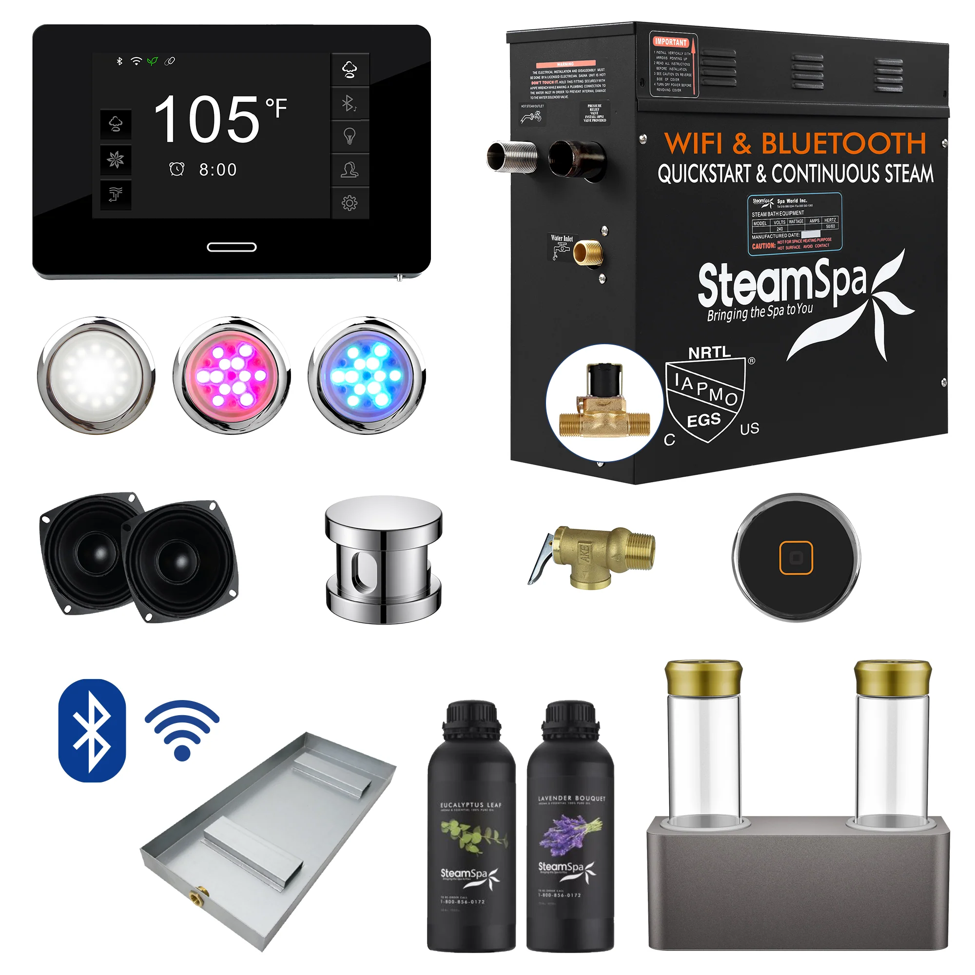 Black Series Steam Bath Generator Package with Advanced Touchscreen, Bluetooth Audio & Dual Aroma Pump - Image 26