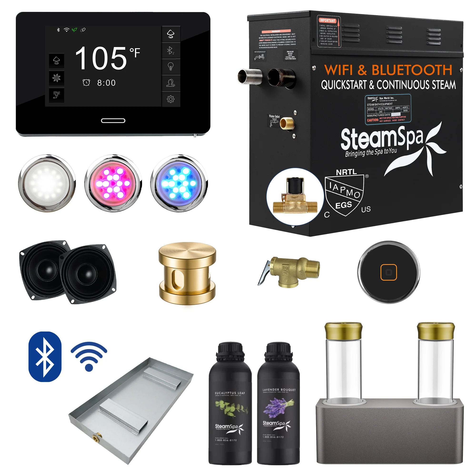 Black Series Steam Bath Generator Package with Advanced Touchscreen, Bluetooth Audio & Dual Aroma Pump - Image 27
