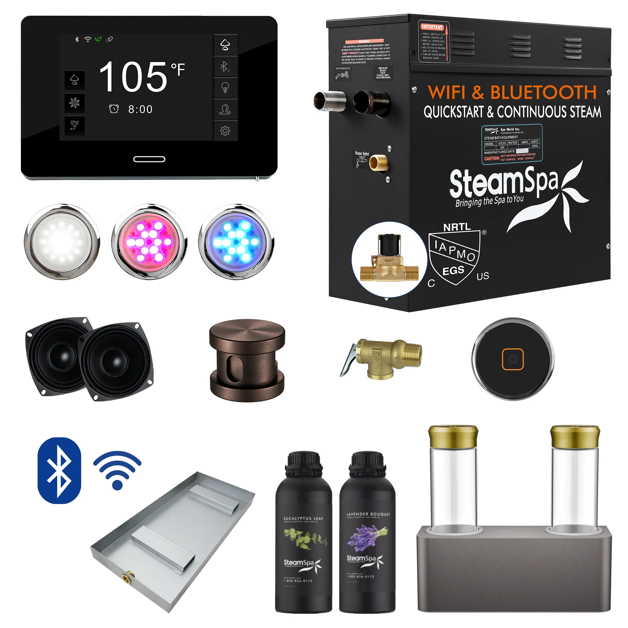 Black Series Steam Bath Generator Package with Advanced Touchscreen, Bluetooth Audio & Dual Aroma Pump - Image 29