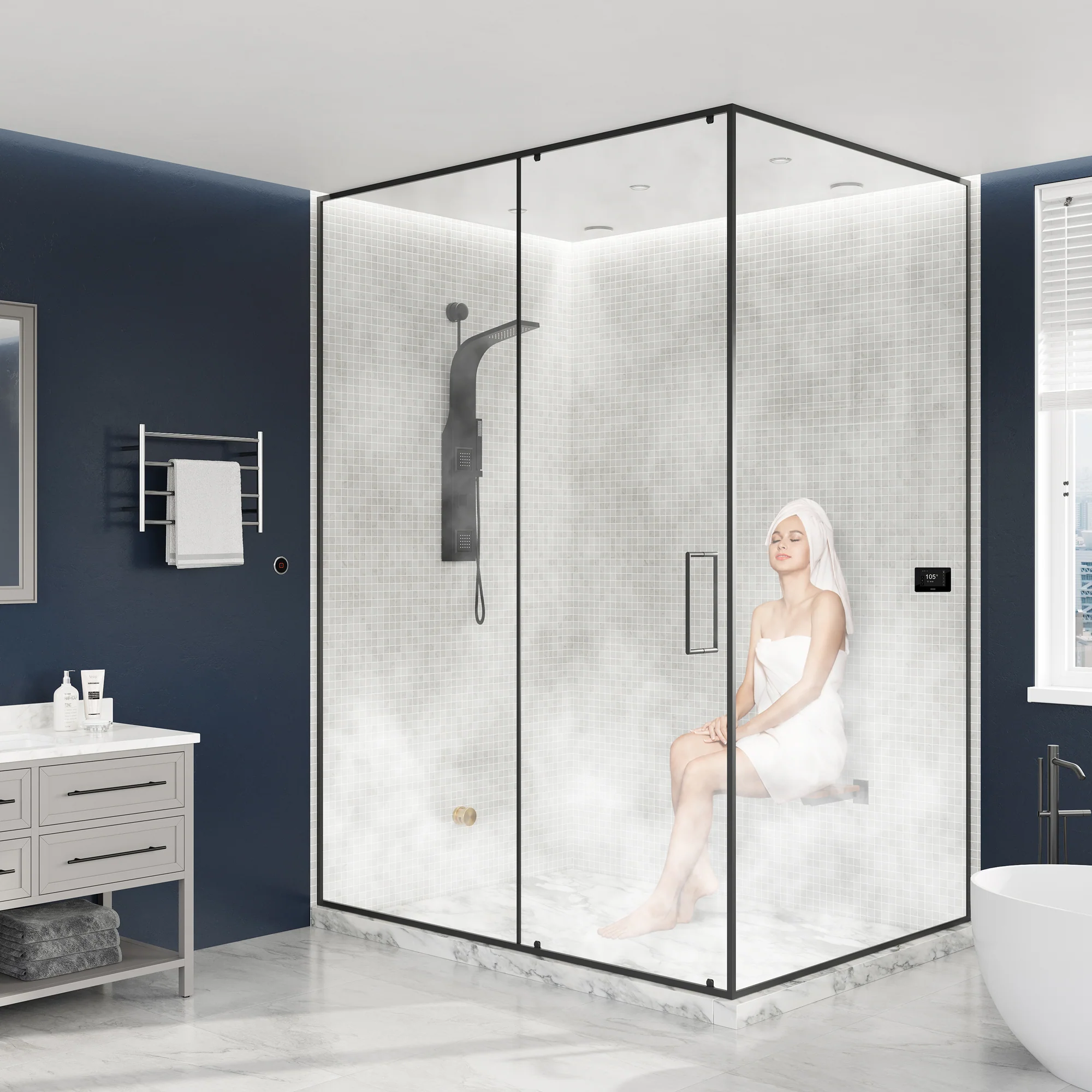 Black Series Steam Bath Generator Package with Advanced Touchscreen, Bluetooth Audio & Dual Aroma Pump - Image 3