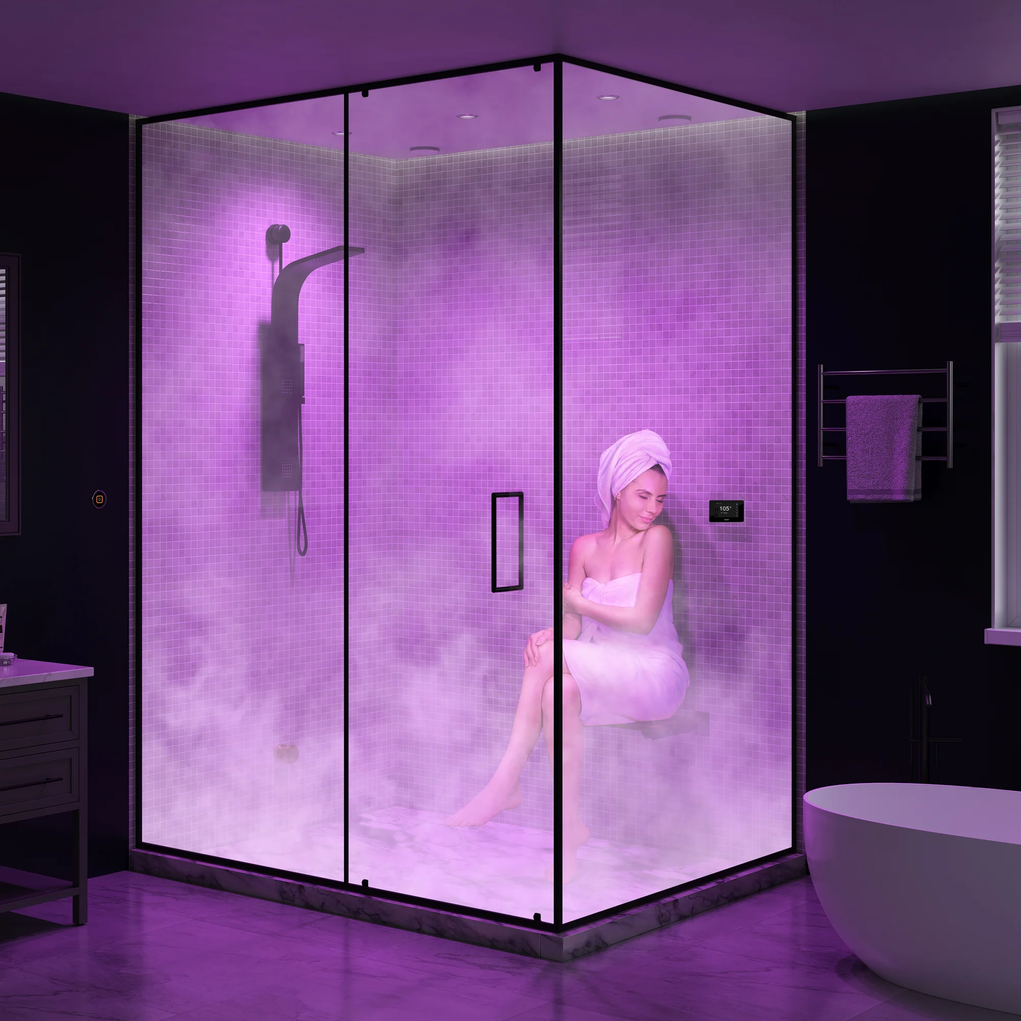 Black Series Steam Bath Generator Package with Advanced Touchscreen, Bluetooth Audio & Dual Aroma Pump - Image 4
