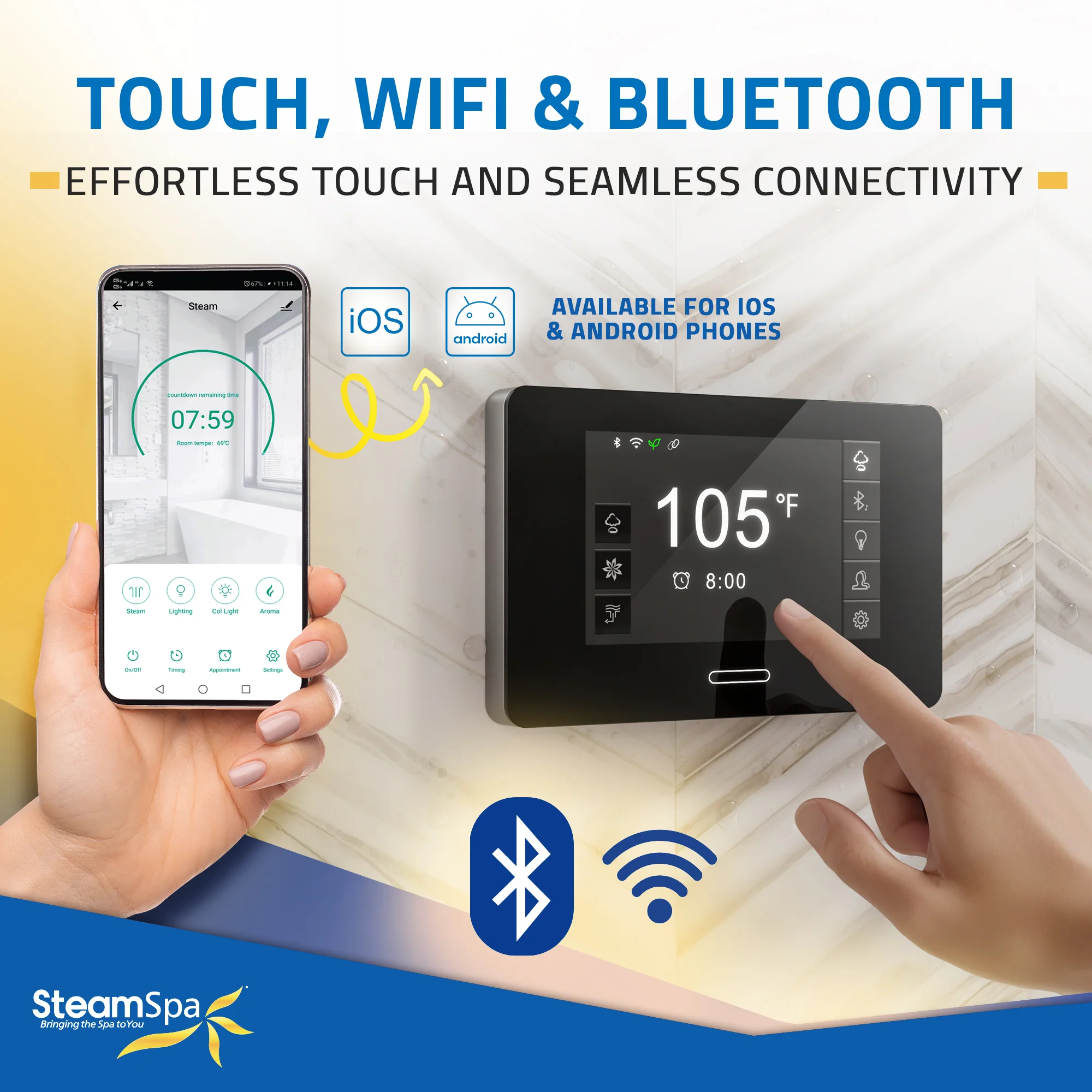 Black Series Steam Bath Generator Package with Advanced Touchscreen, Bluetooth Audio & Dual Aroma Pump - Image 7