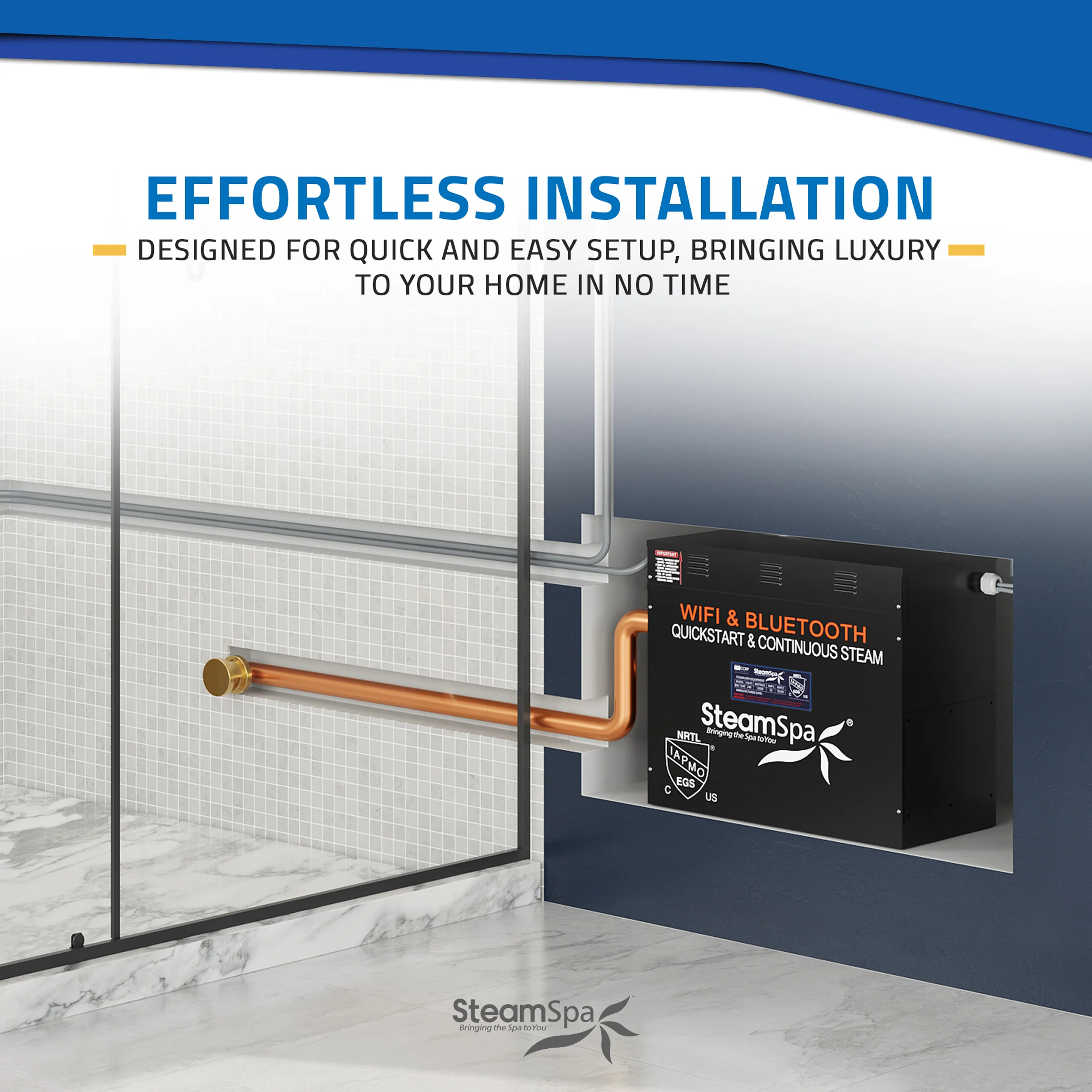 Black Series Steam Bath Generator with Wireless Control, BLUETOOTH, WIFI, Auto Drain, and Multiple Finish Options - Image 9