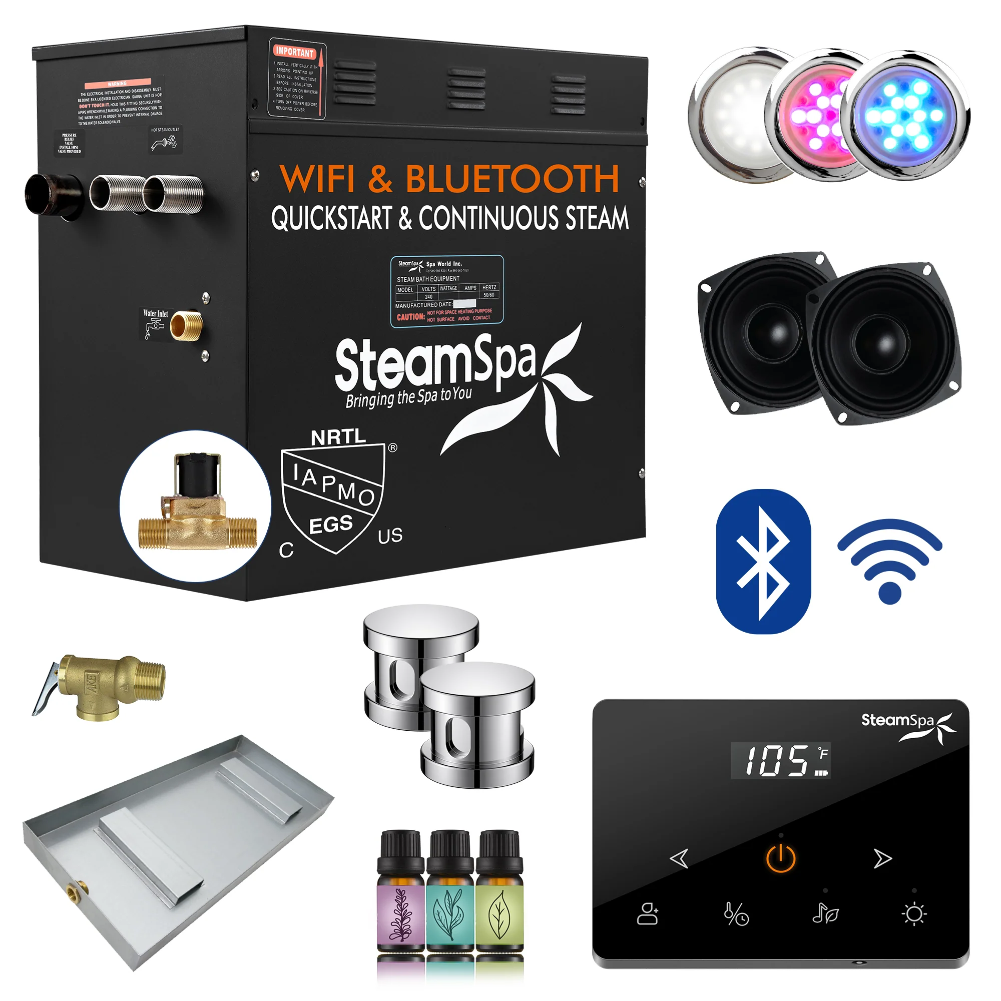 Black Series Steam Bath Generator with Wireless Control, BLUETOOTH, WIFI, Auto Drain, and Multiple Finish Options - Image 10