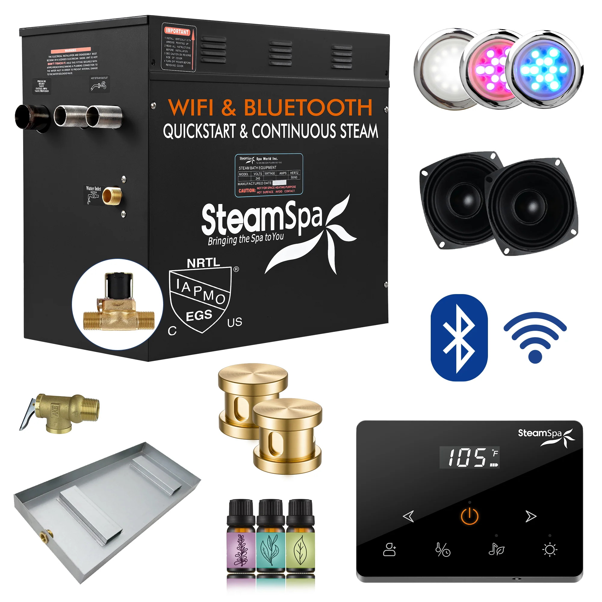 Black Series Steam Bath Generator with Wireless Control, BLUETOOTH, WIFI, Auto Drain, and Multiple Finish Options - Image 11