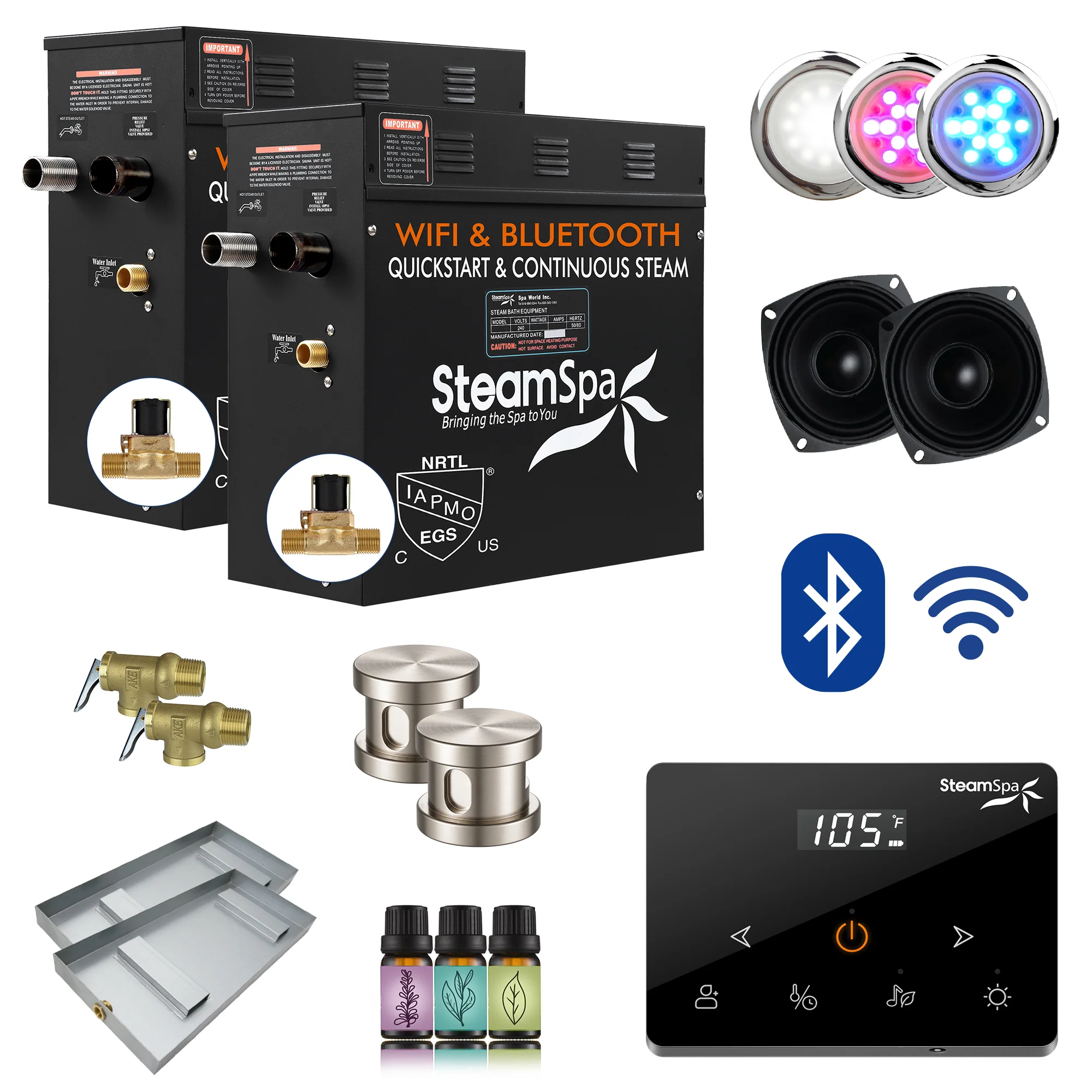 Black Series Steam Bath Generator with Wireless Control, BLUETOOTH, WIFI, Auto Drain, and Multiple Finish Options - Image 14