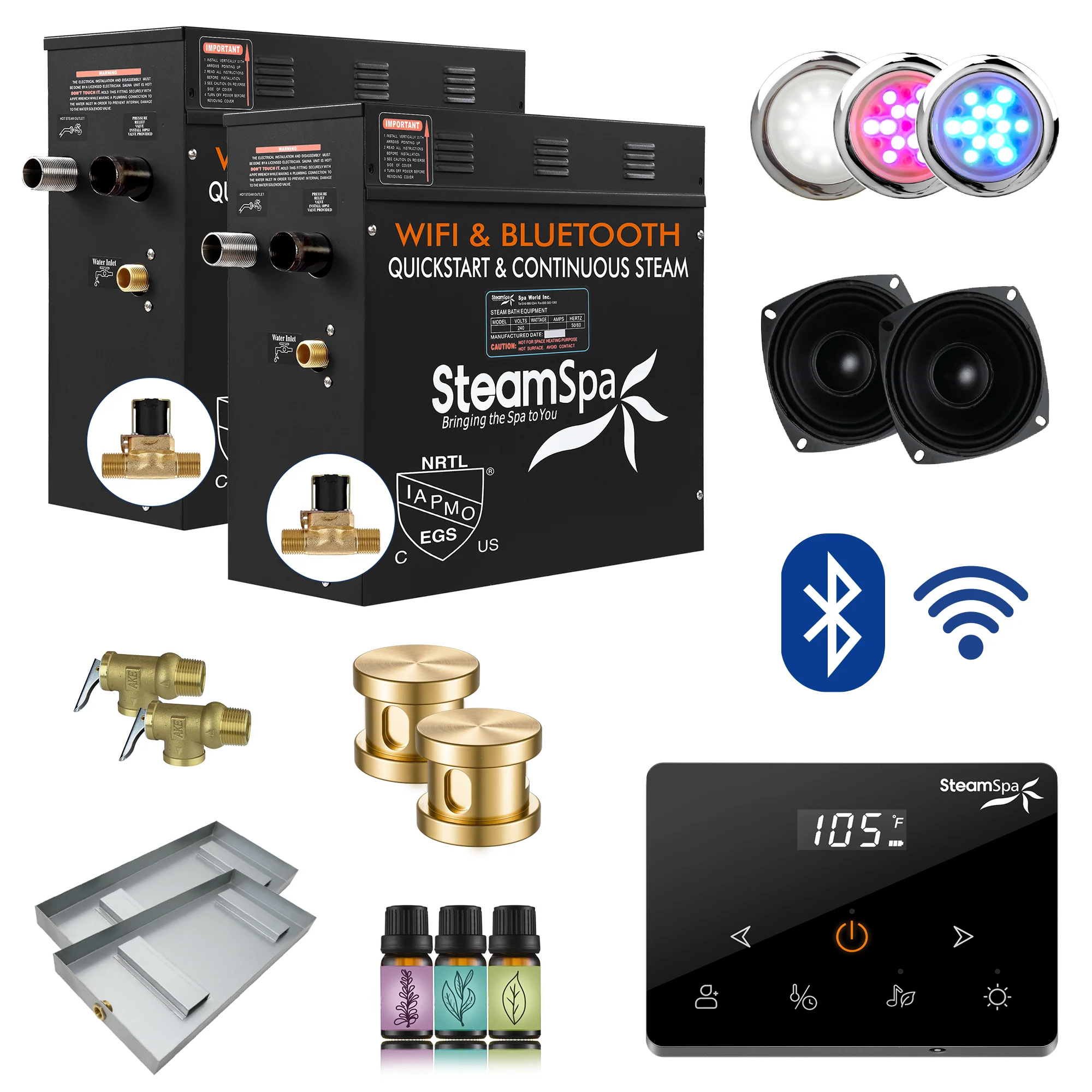 Black Series Steam Bath Generator with Wireless Control, BLUETOOTH, WIFI, Auto Drain, and Multiple Finish Options - Image 16