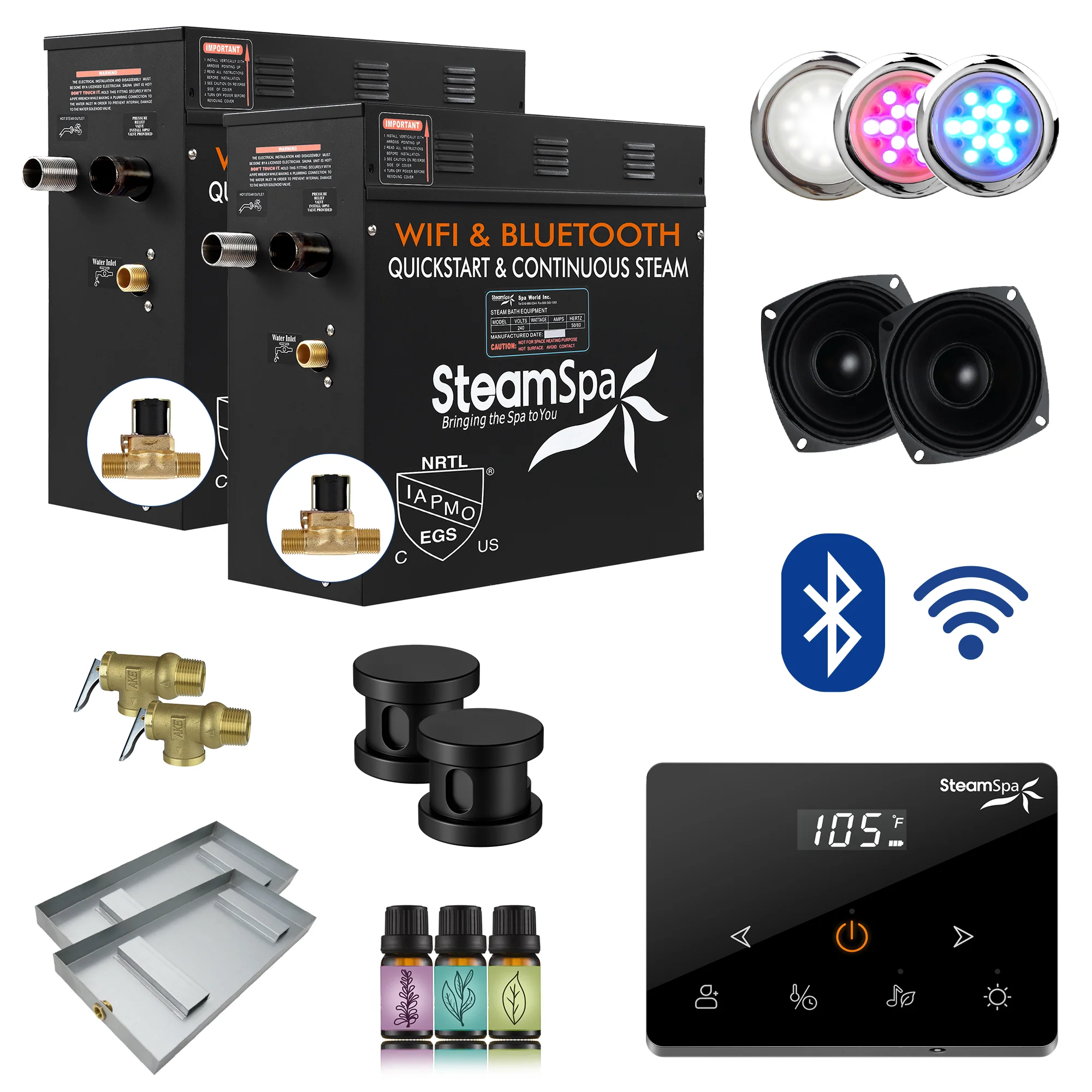 Black Series Steam Bath Generator with Wireless Control, BLUETOOTH, WIFI, Auto Drain, and Multiple Finish Options - Image 17
