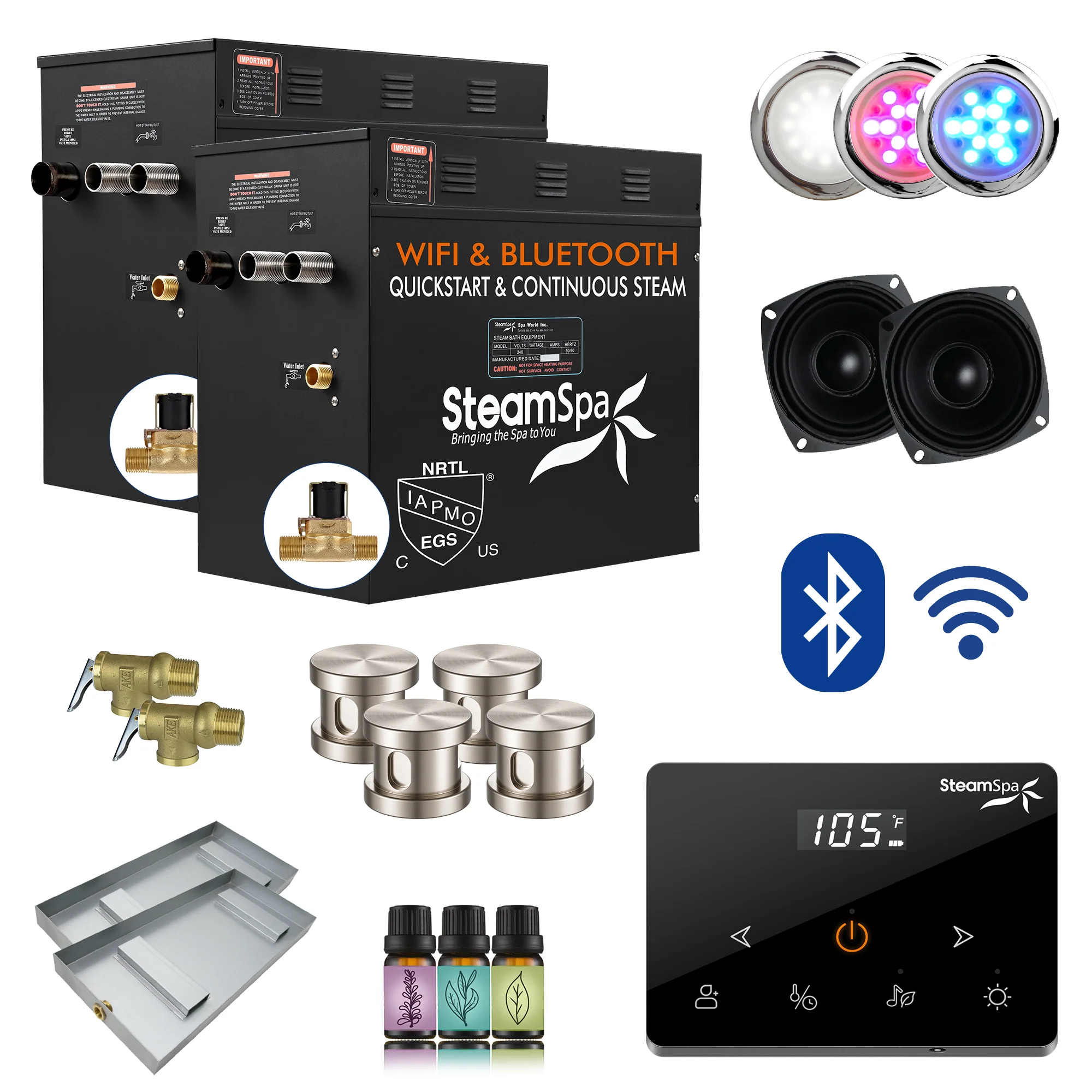 Black Series Steam Bath Generator with Wireless Control, BLUETOOTH, WIFI, Auto Drain, and Multiple Finish Options - Image 19