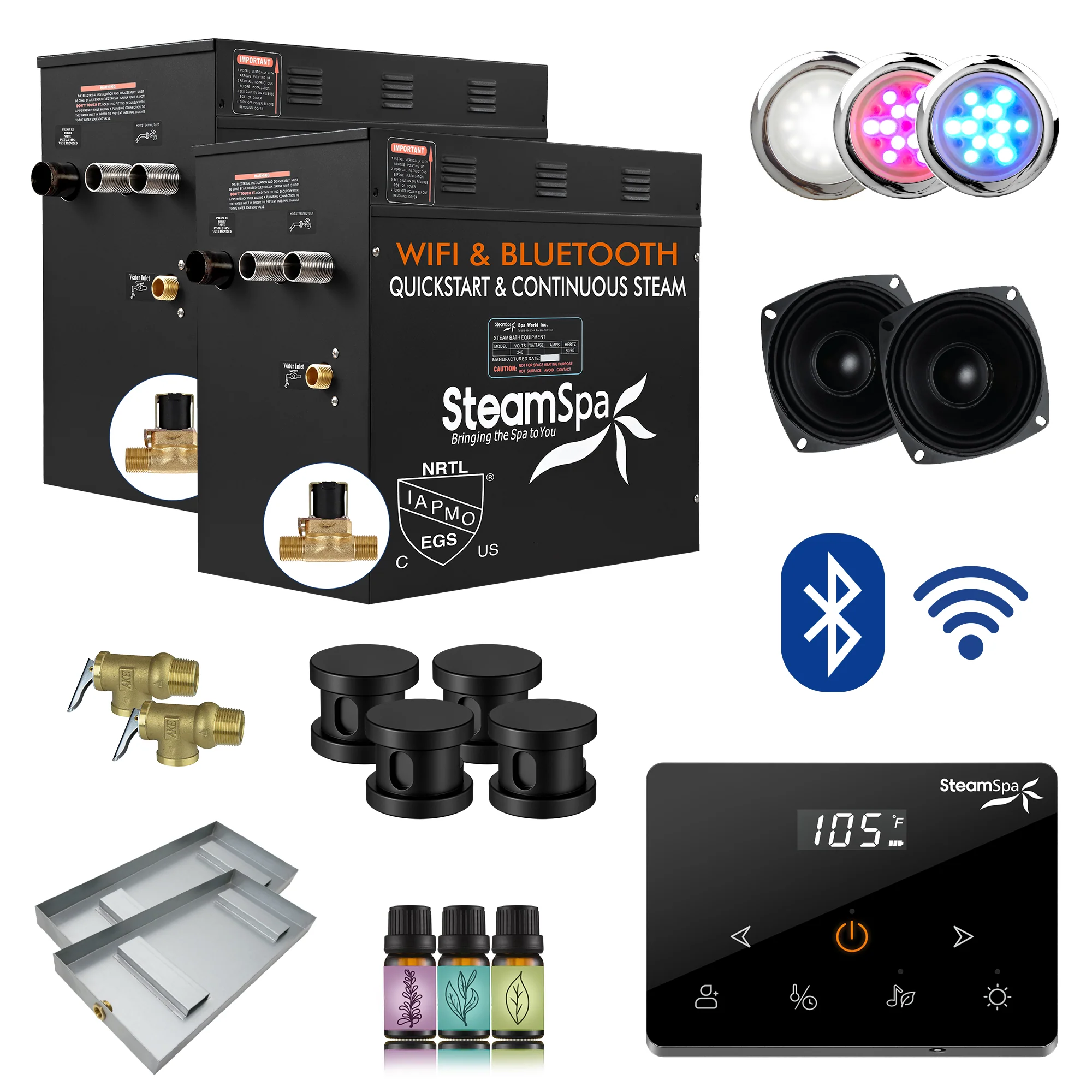 Black Series Steam Bath Generator with Wireless Control, BLUETOOTH, WIFI, Auto Drain, and Multiple Finish Options - Image 22