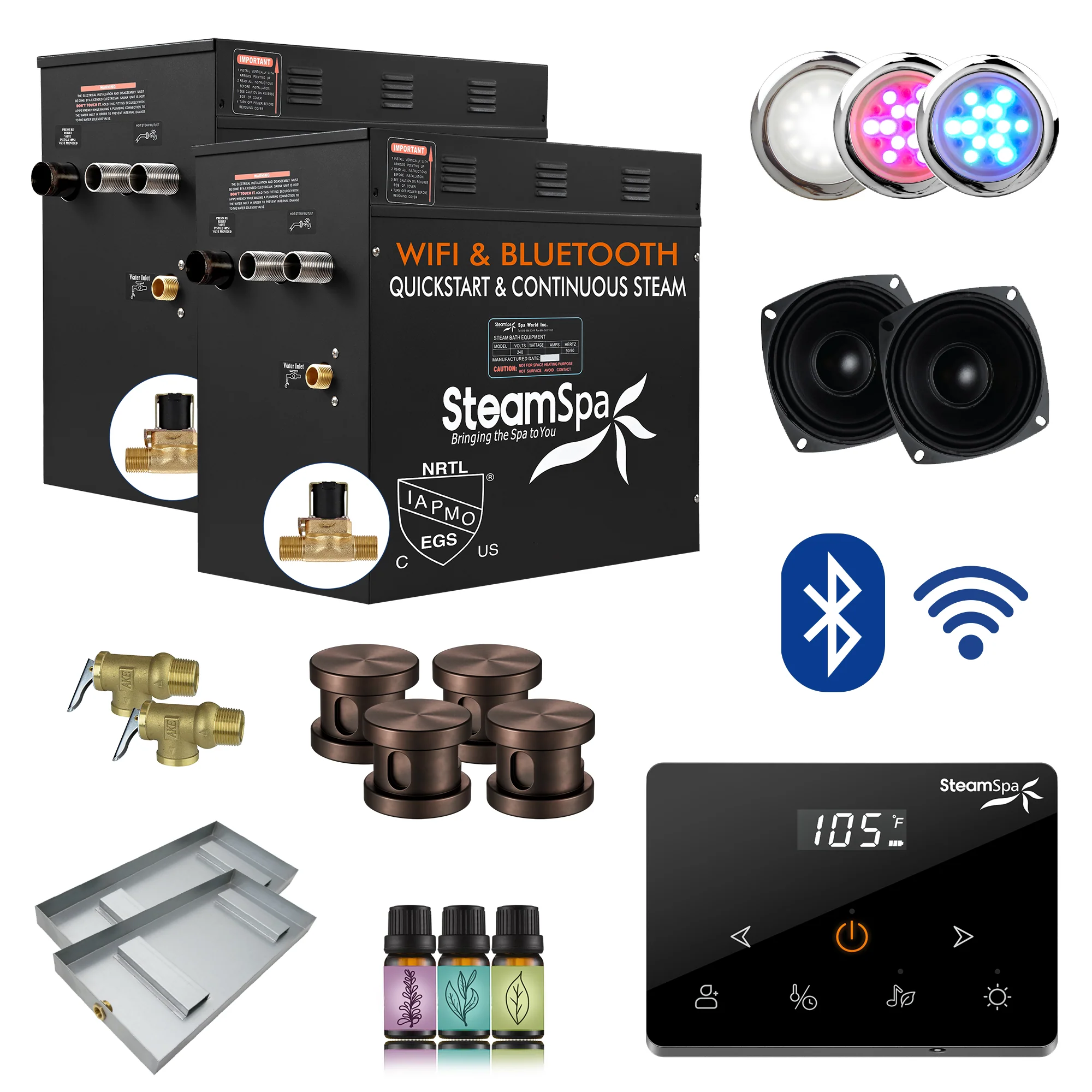 Black Series Steam Bath Generator with Wireless Control, BLUETOOTH, WIFI, Auto Drain, and Multiple Finish Options - Image 23