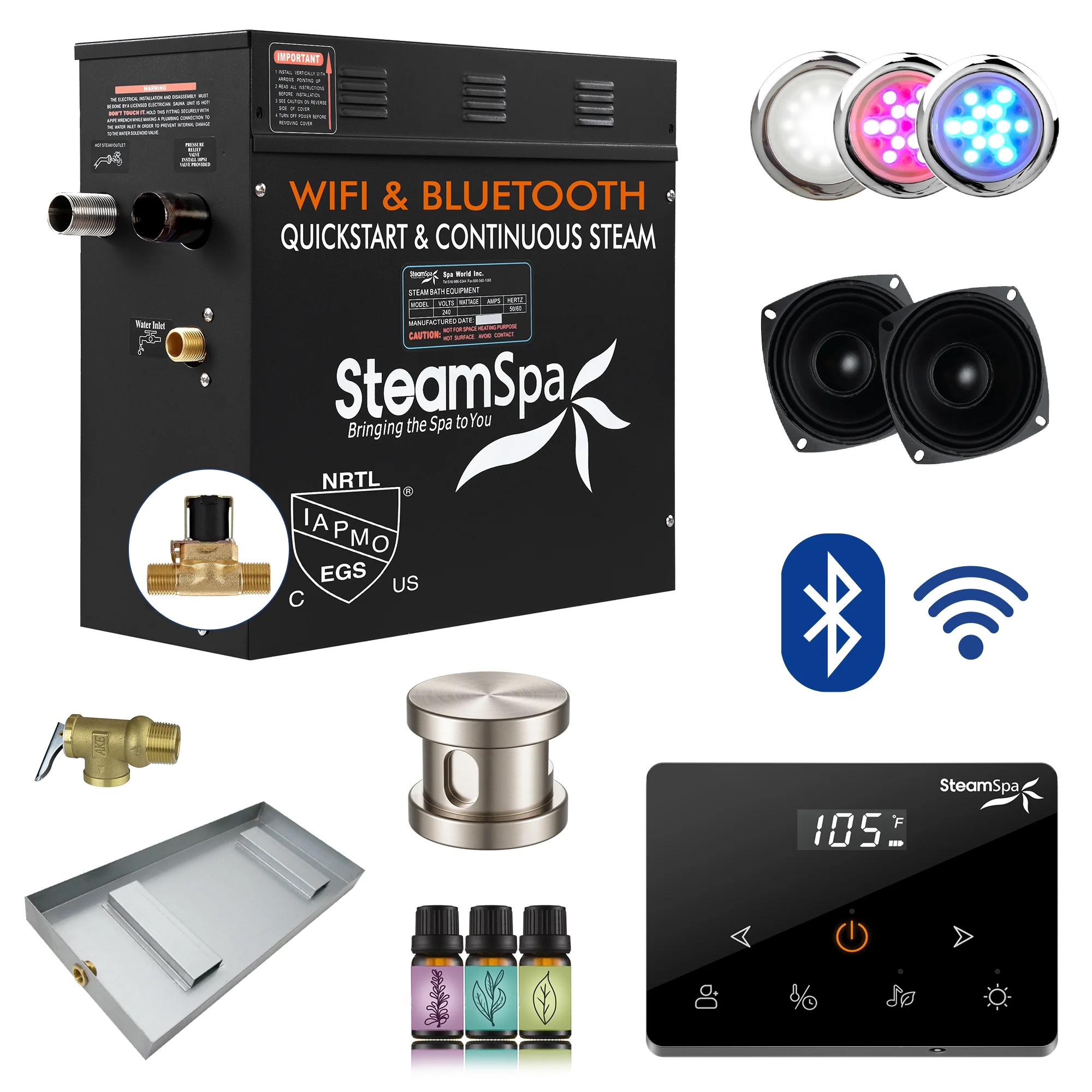 Black Series Steam Bath Generator with Wireless Control, BLUETOOTH, WIFI, Auto Drain, and Multiple Finish Options - Image 24