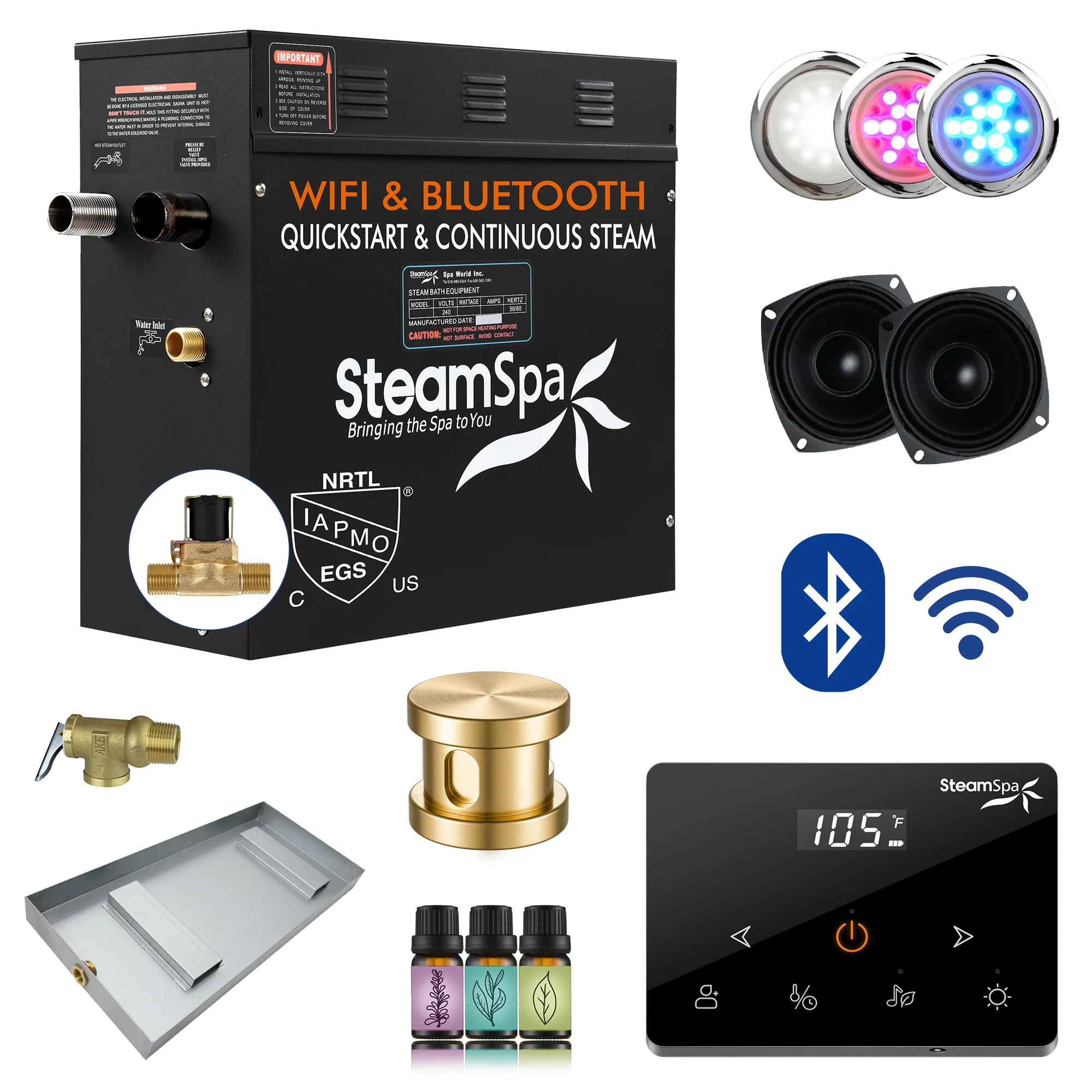 Black Series Steam Bath Generator with Wireless Control, BLUETOOTH, WIFI, Auto Drain, and Multiple Finish Options - Image 26
