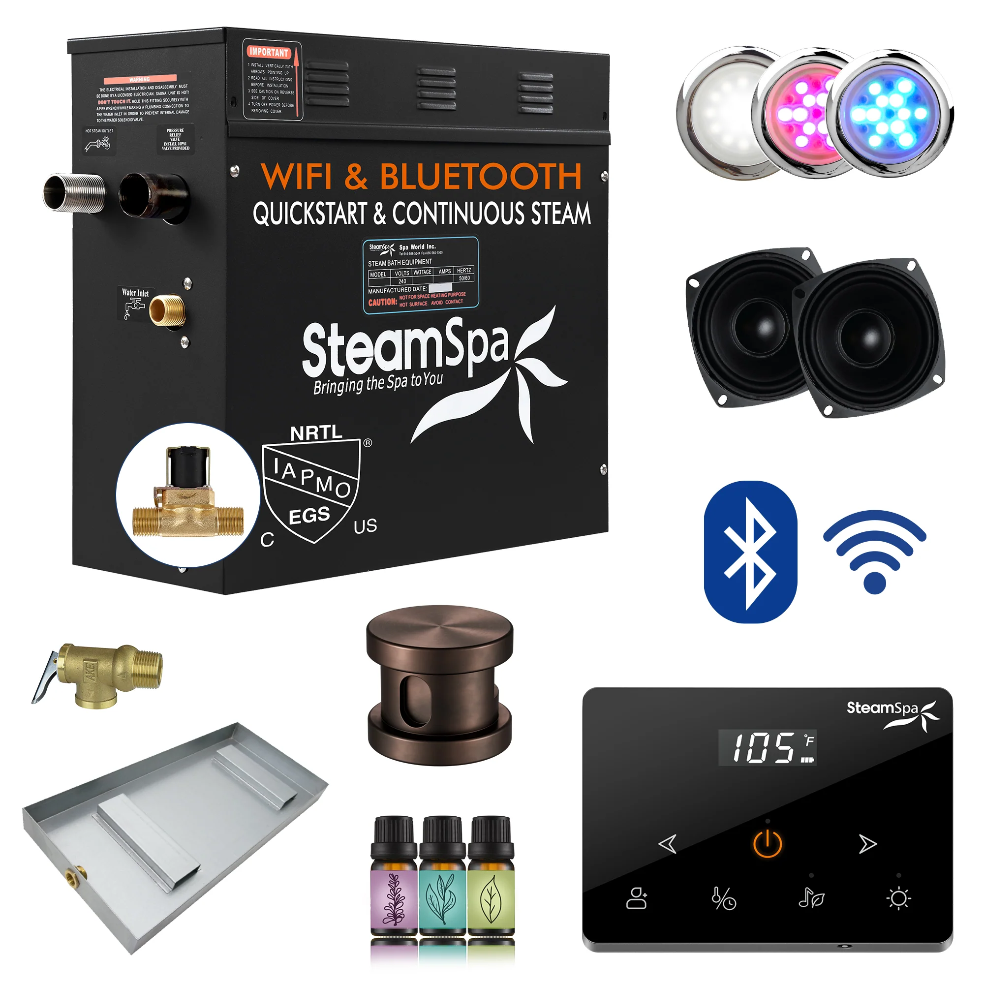 Black Series Steam Bath Generator with Wireless Control, BLUETOOTH, WIFI, Auto Drain, and Multiple Finish Options - Image 28