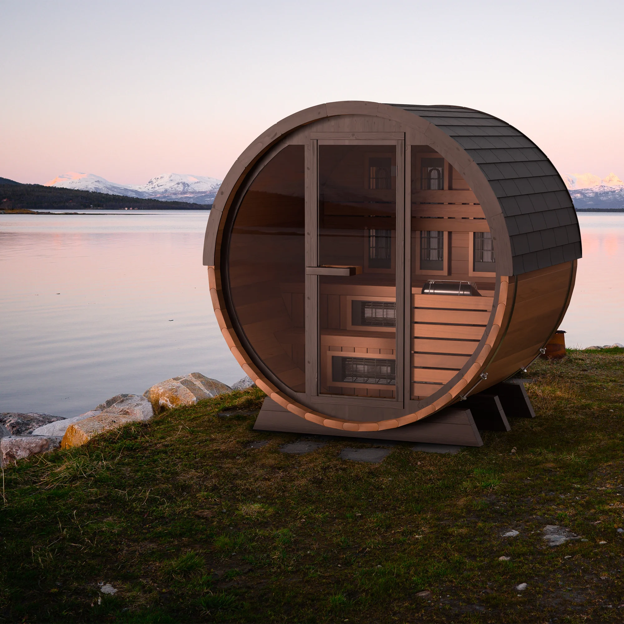 Finnmark Infrared and Traditional Cedar Combination Barrel Sauna FD-6 - Image 9