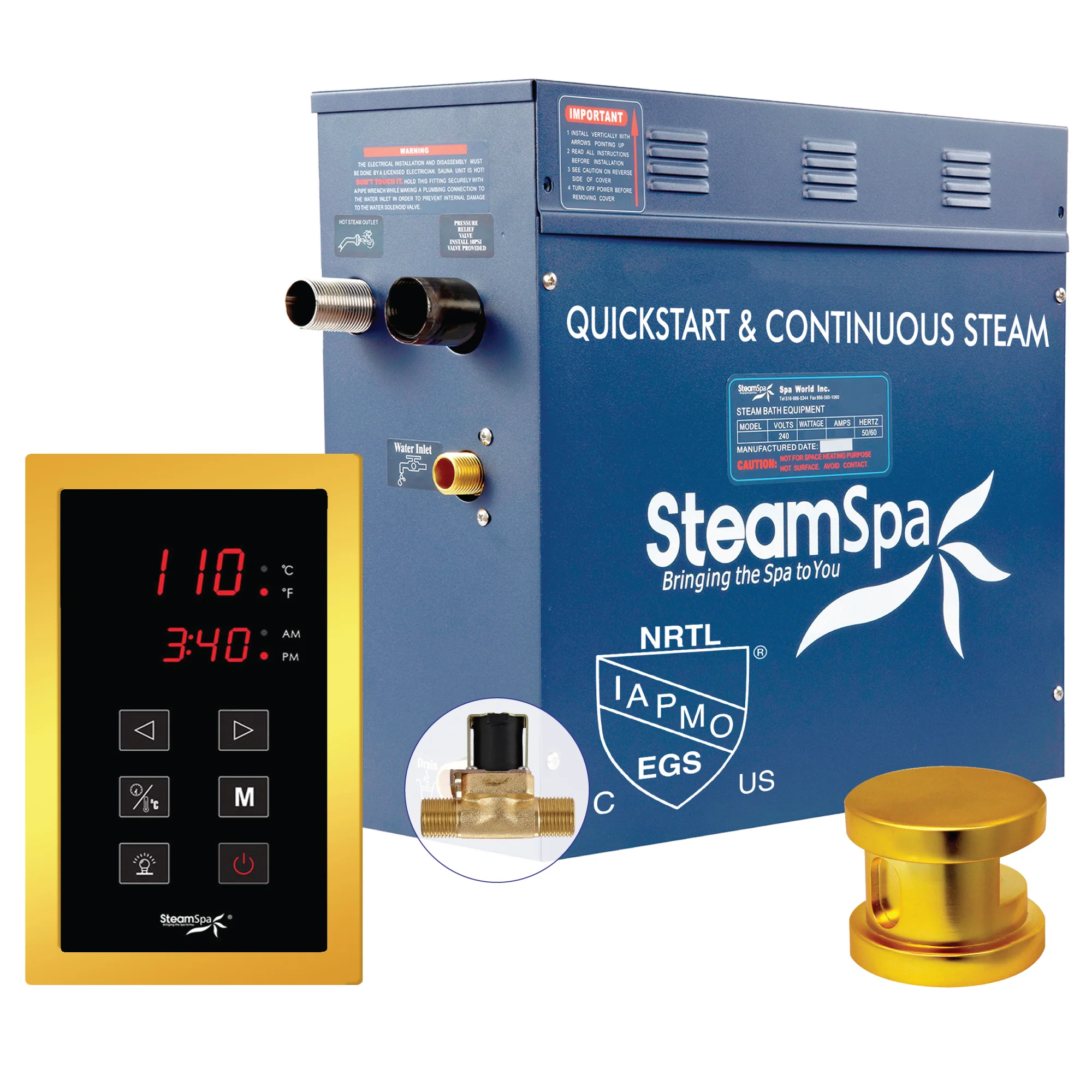 Oasis Series Steam Bath Generator with Continuous Steam, Quick Start, and Auto Drain Technology - Image 21
