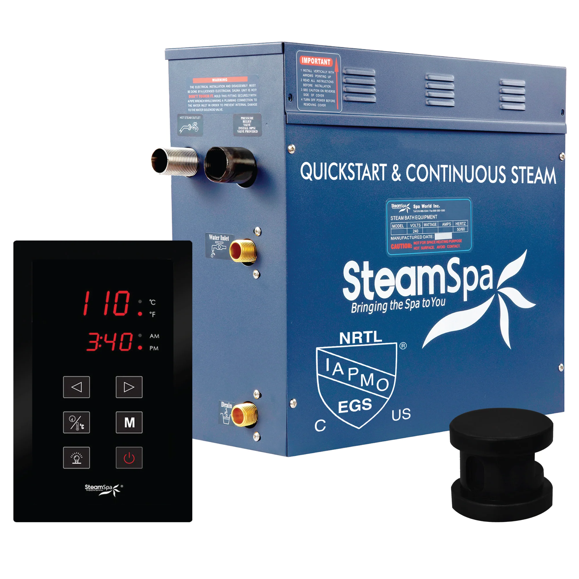 Oasis Series Steam Bath Generator with Continuous Steam, Quick Start, and Auto Drain Technology - Image 22