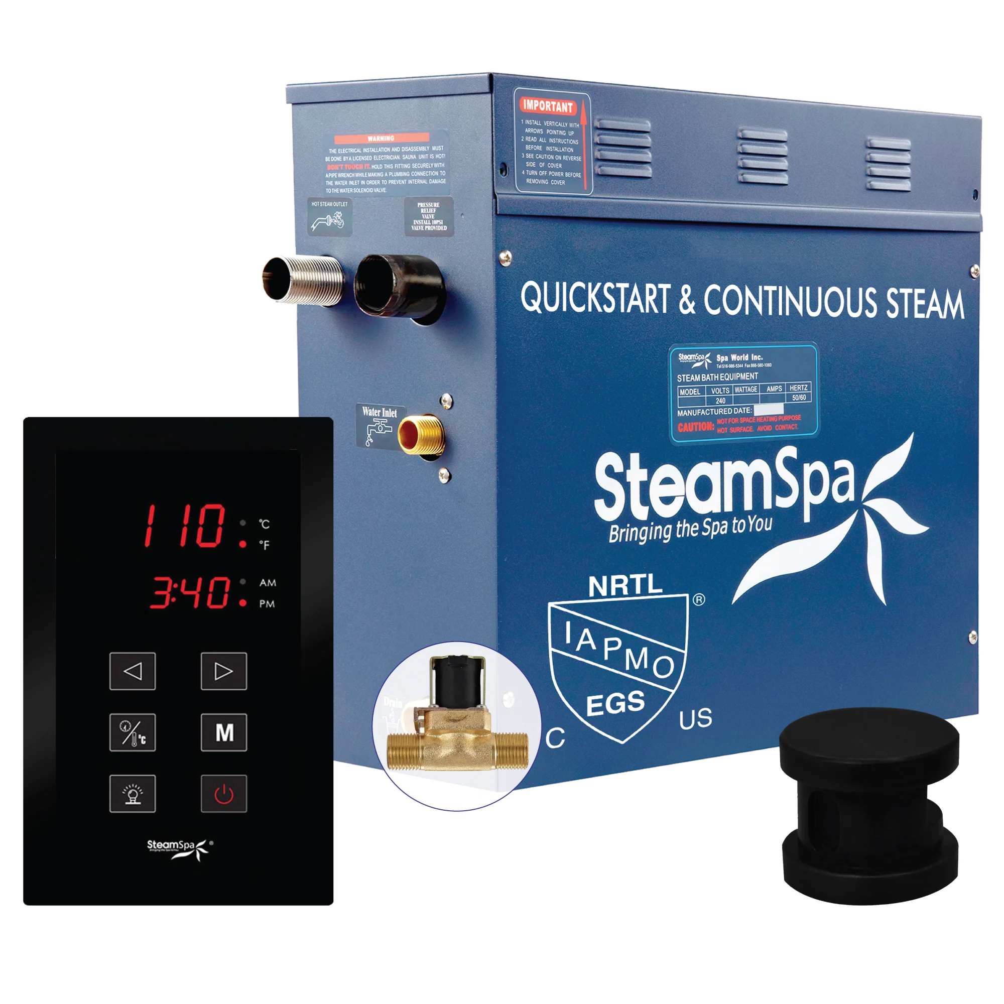 Oasis Series Steam Bath Generator with Continuous Steam, Quick Start, and Auto Drain Technology - Image 23