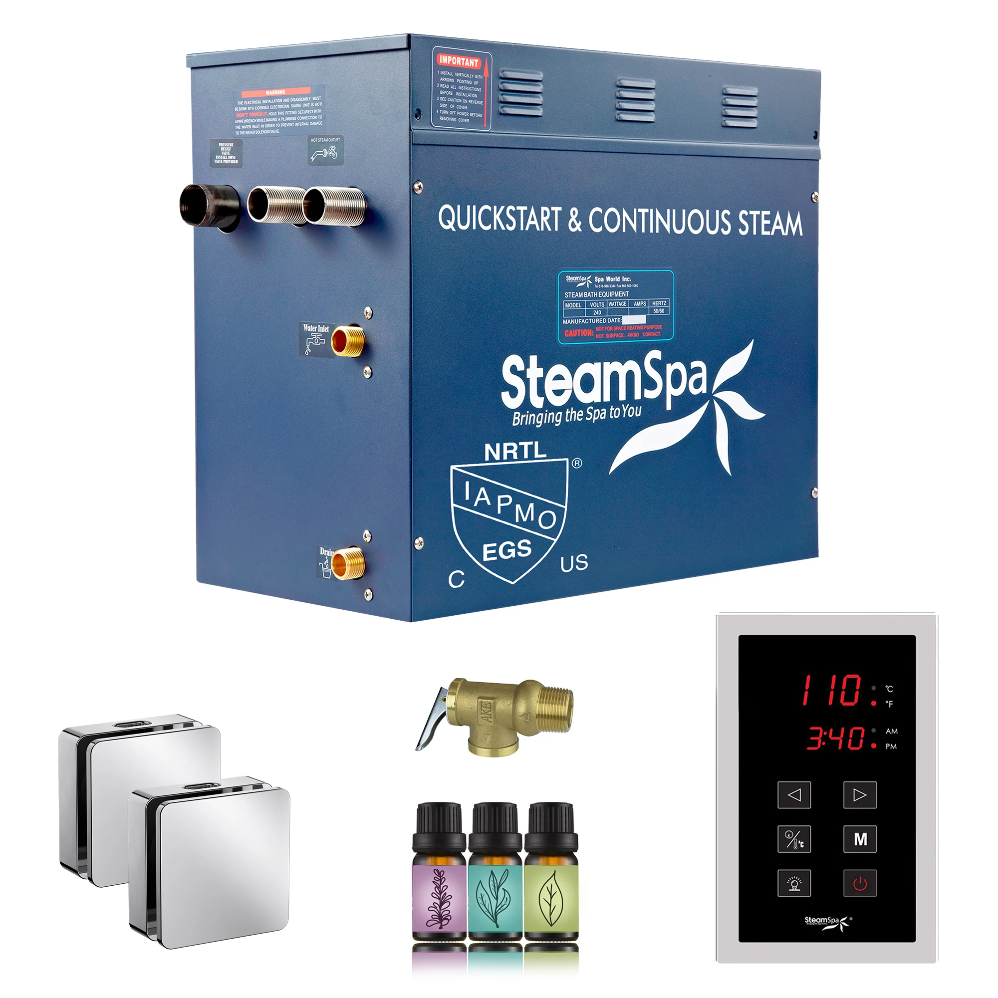 Oasis Series Steam Bath Generator with Continuous Steam and Easy Touch Control - Image 12