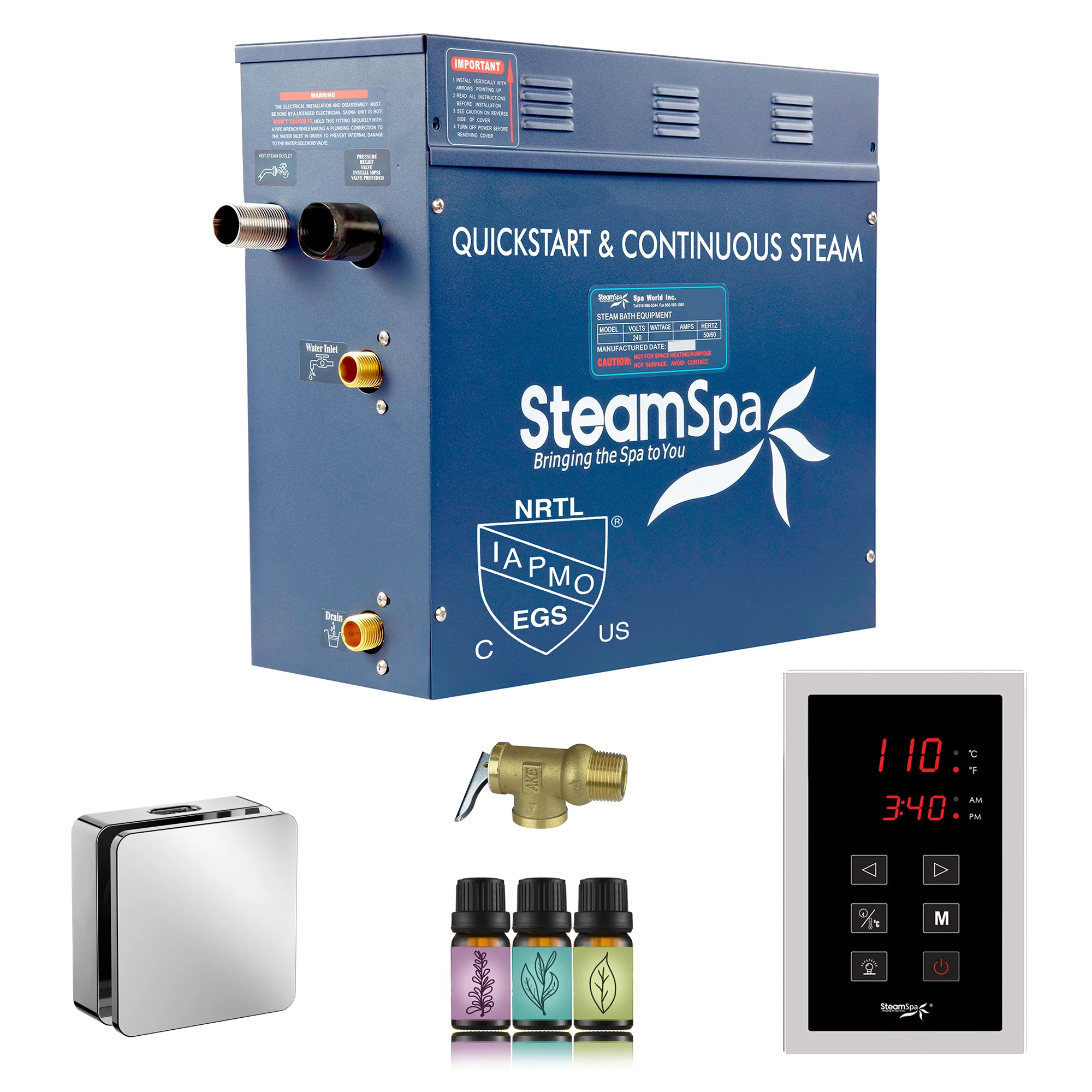 Oasis Series Steam Bath Generator with Continuous Steam and Easy Touch Control - Image 21