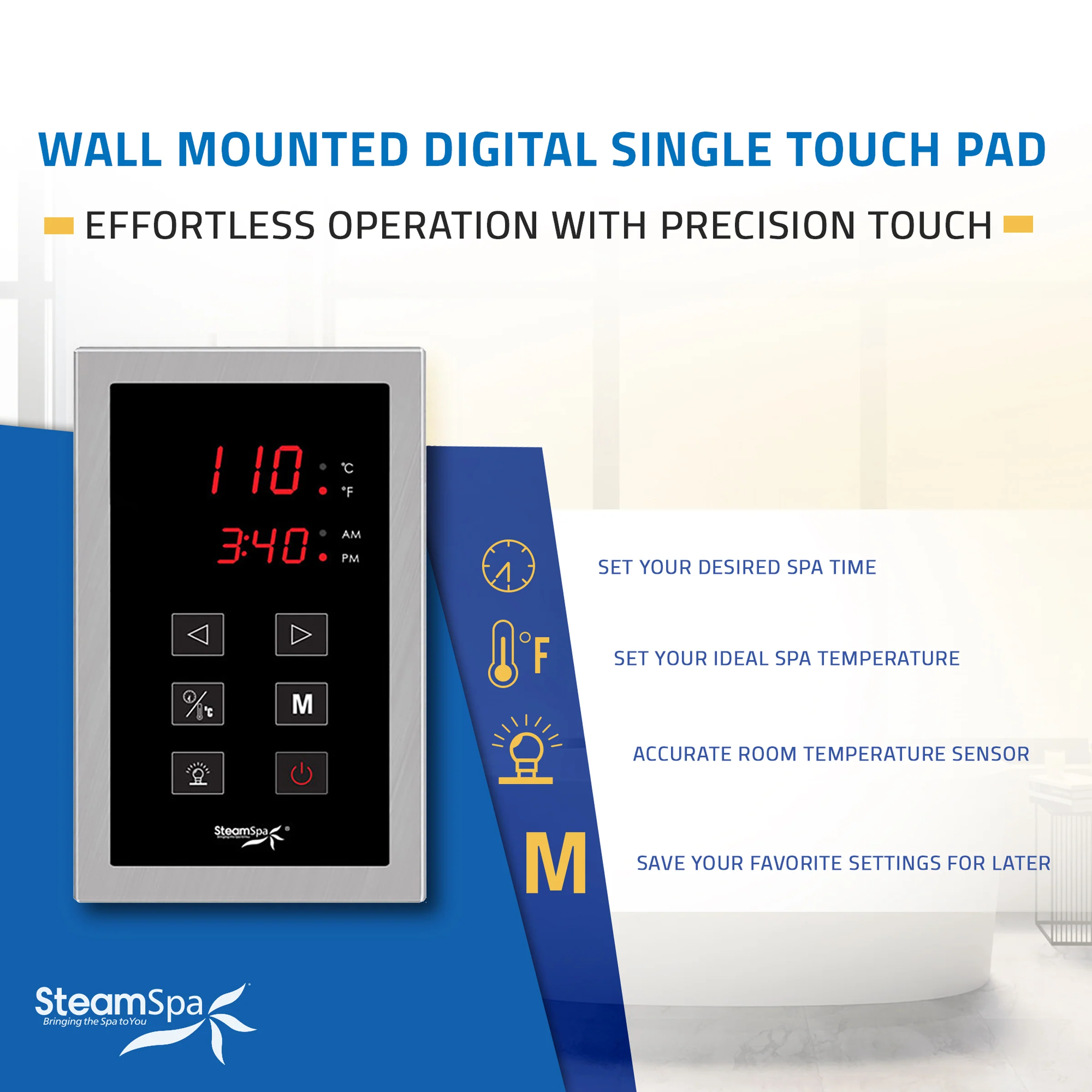 Oasis Series Steam Bath Generator with Continuous Steam and Easy Touch Control - Image 4