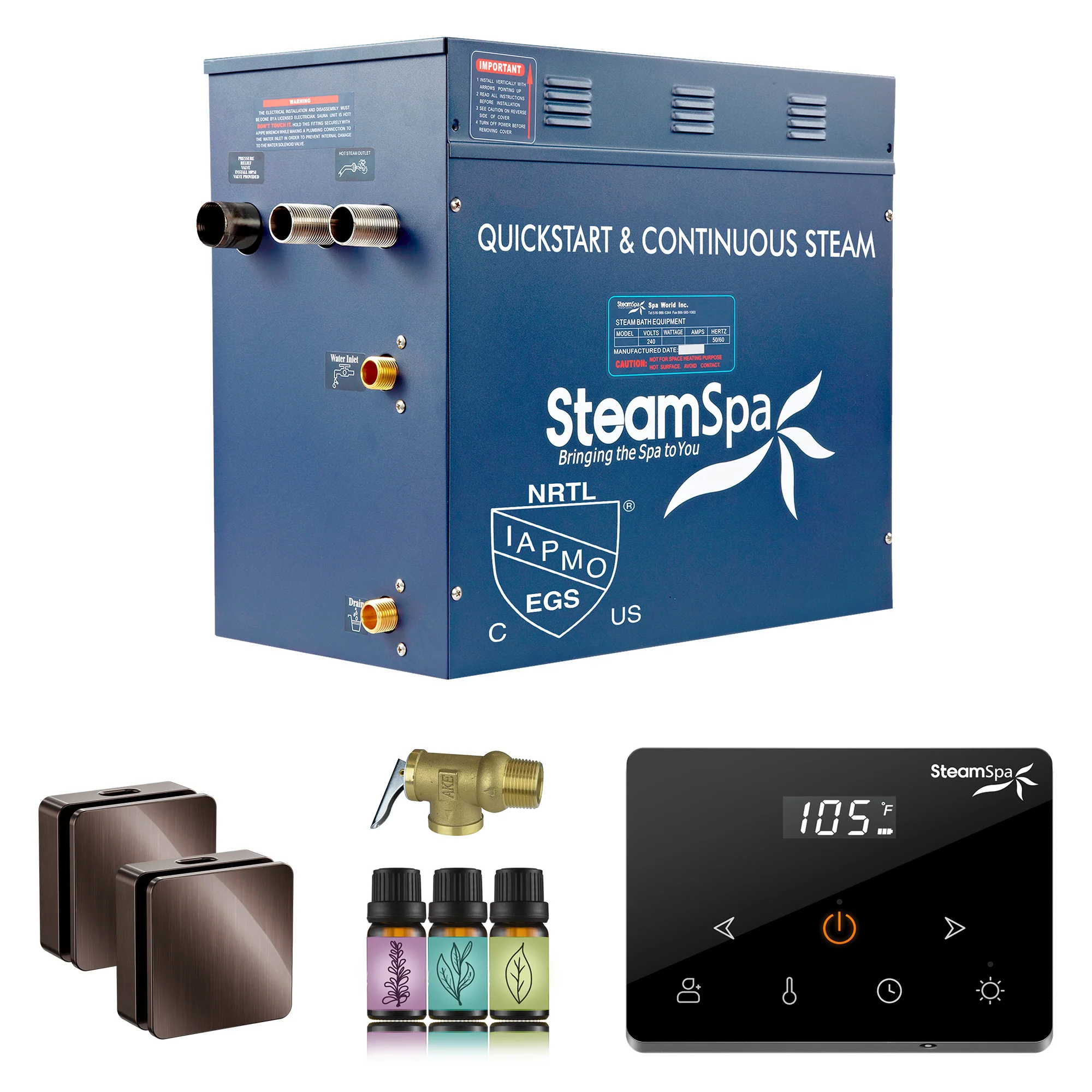 Oasis Series Steam Bath Generator with Wireless Control, QuickStart Technology, and Continuous Steam Output - Image 13