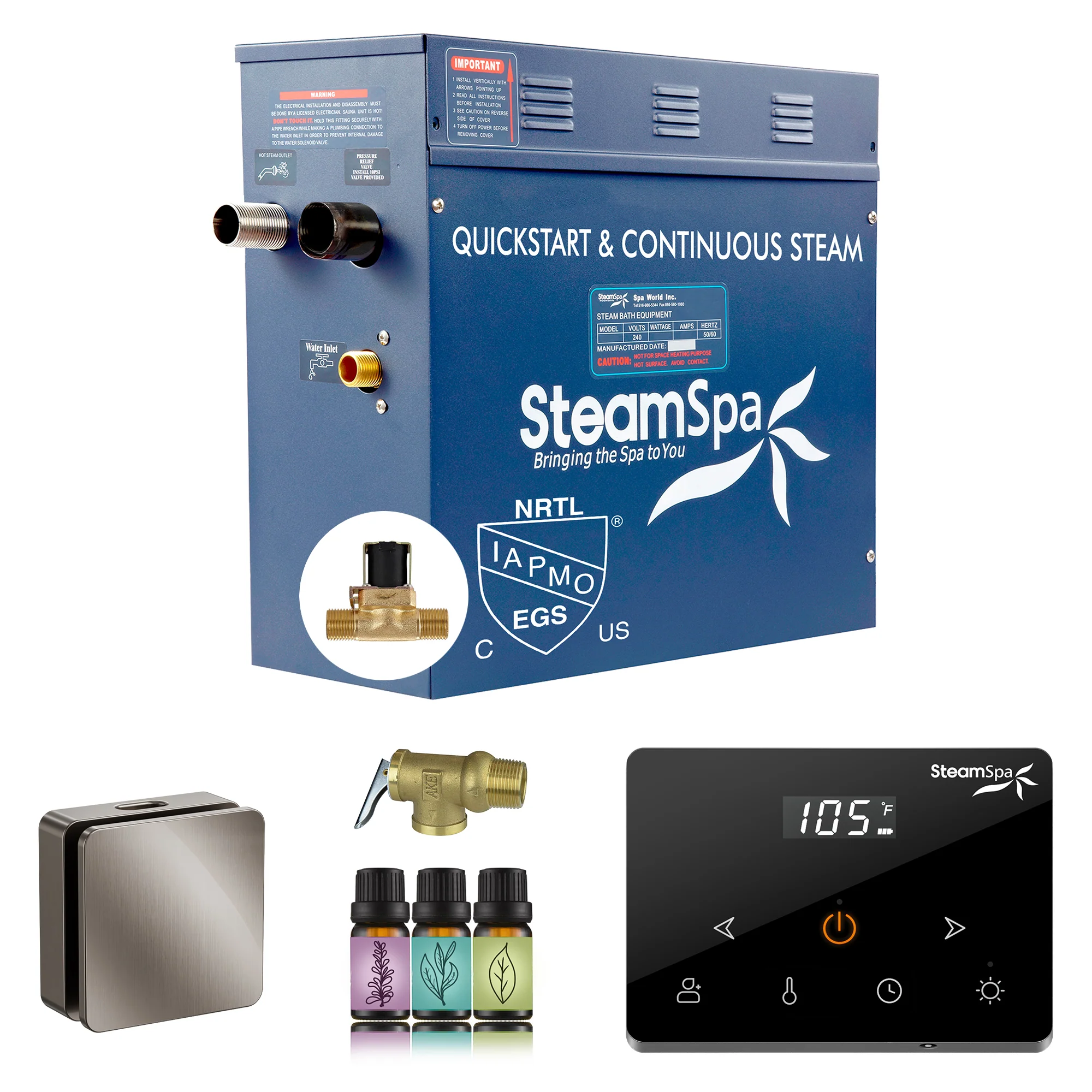 Oasis Series Steam Bath Generator with Wireless Control, QuickStart Technology, and Continuous Steam Output - Image 24