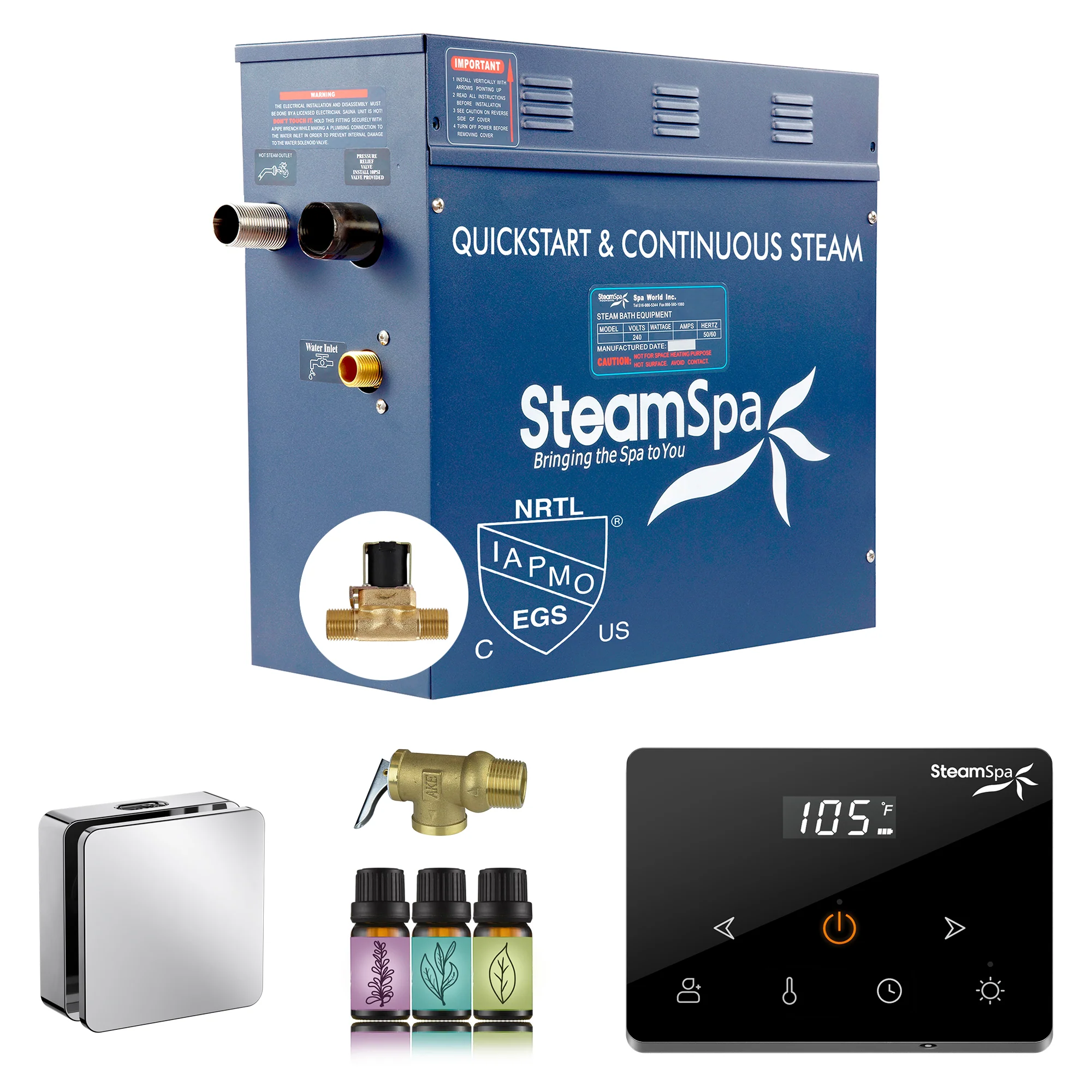 Oasis Series Steam Bath Generator with Wireless Control, QuickStart Technology, and Continuous Steam Output - Image 25