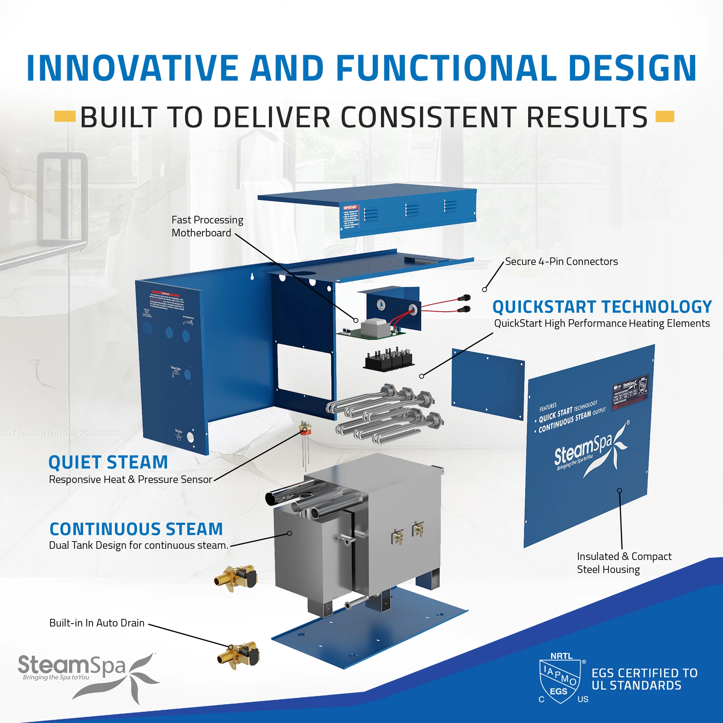 Oasis Series Steam Bath Generator with Continuous Steam and Easy Touch Control - Image 6