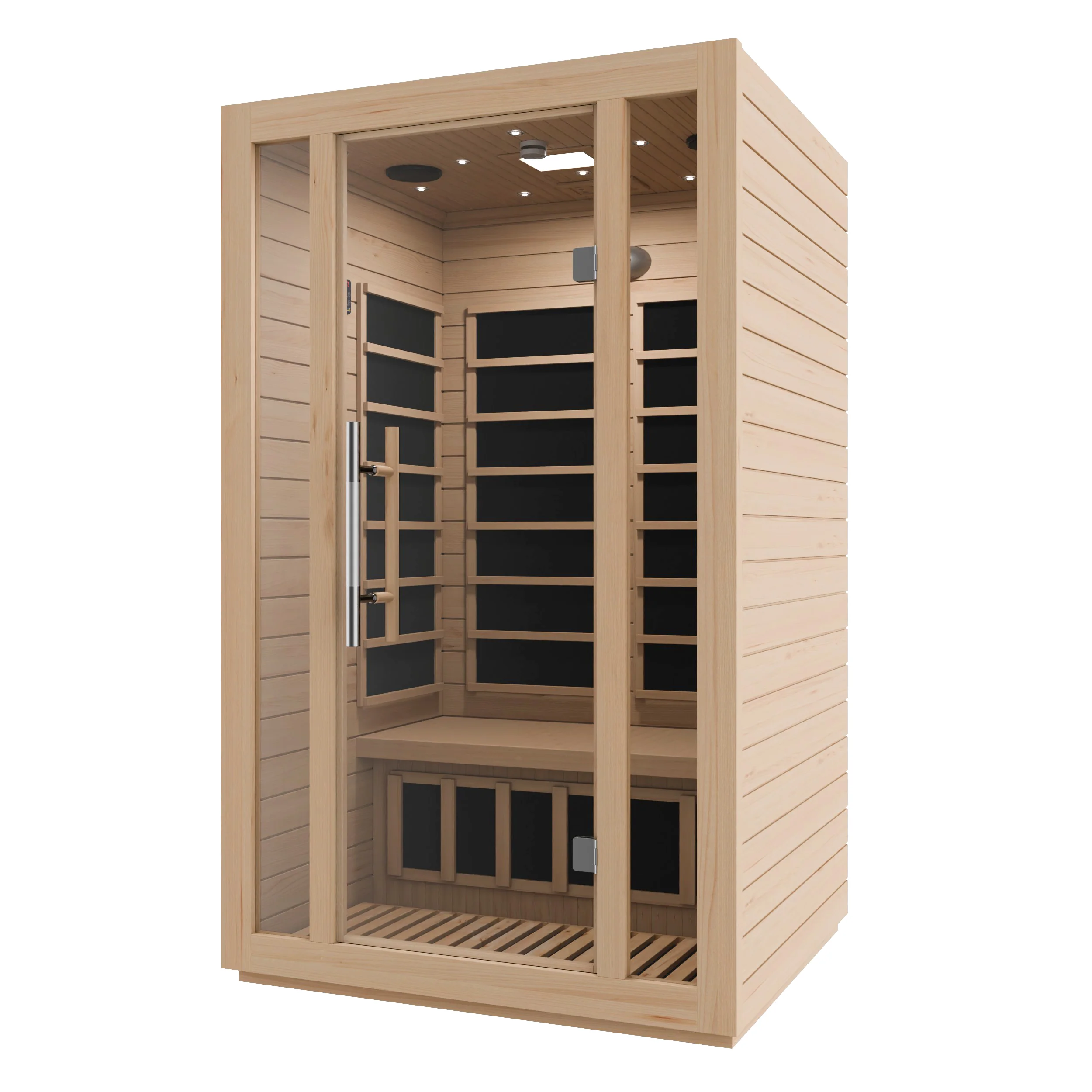 Maldives 2-Person Indoor Hemlock Wooden Low EMF Carbon FAR Infrared Home Sauna Room with LED Touch Control Panel - Image 3