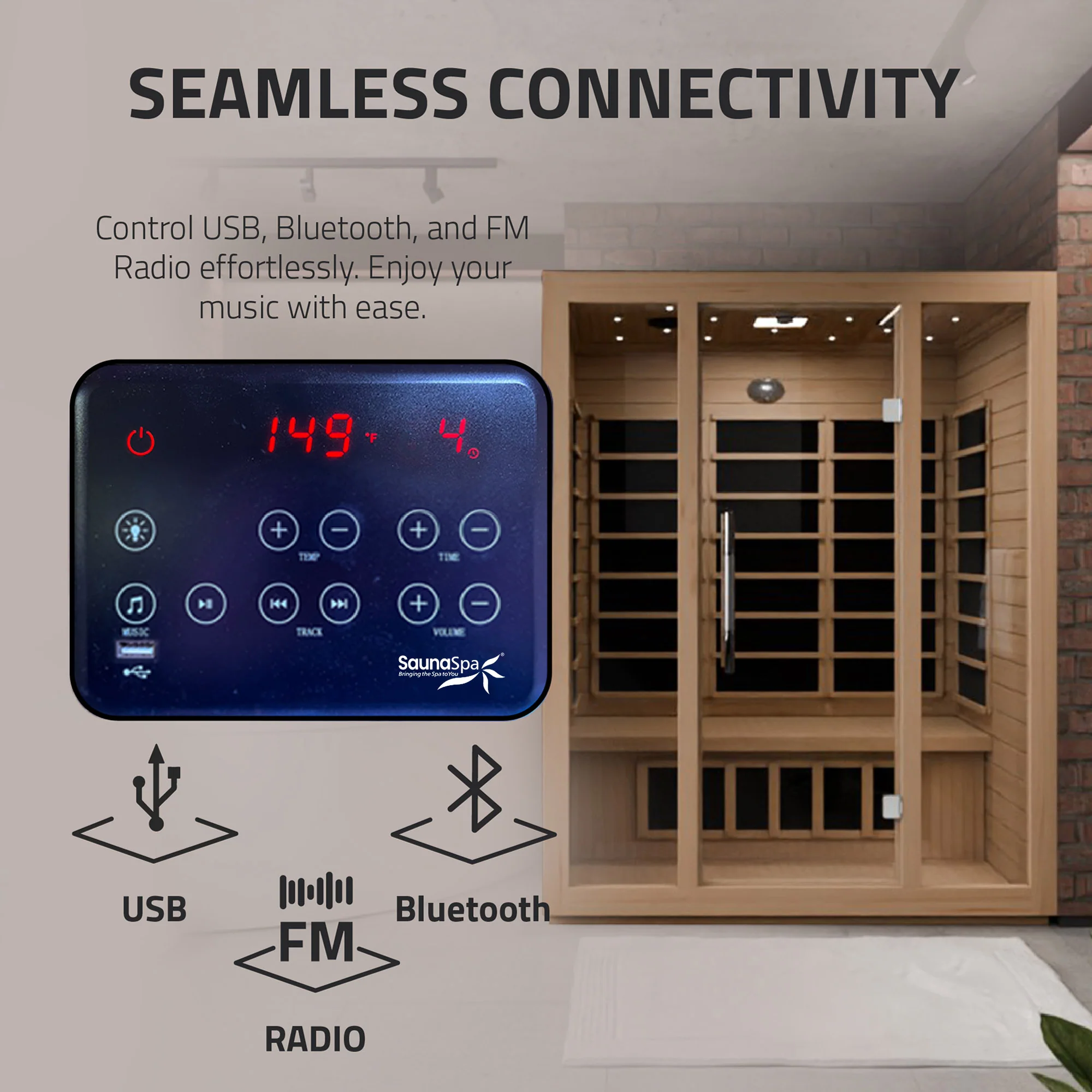 Maldives 3- Person Indoor Hemlock Wooden Carbon FAR Infrared Home Sauna Room with LED Touch Control Panel and Heater - Image 7