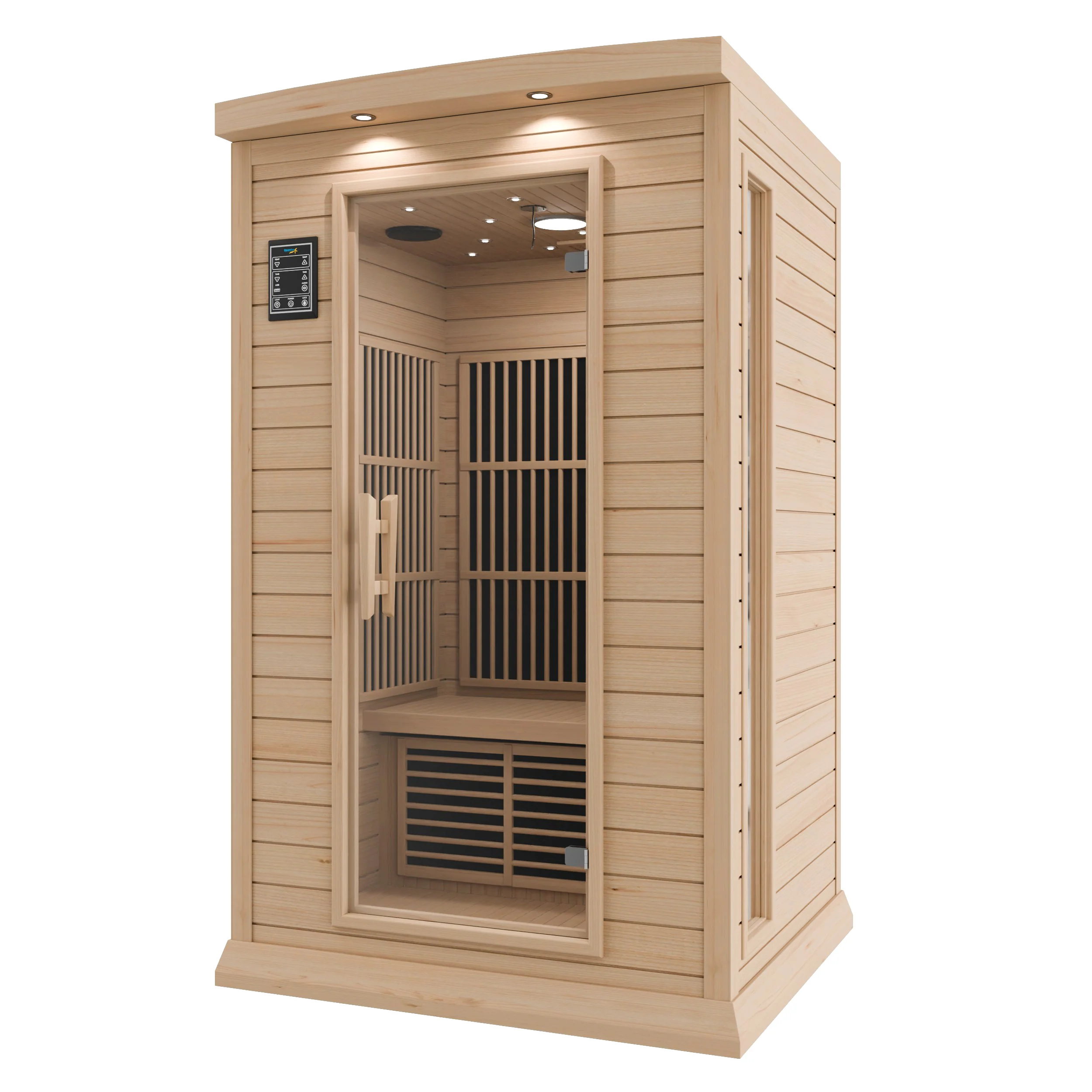 Seychelles 2-Person Carbon FAR Infrared Infrared Hemlock Wooden Indoor Home Sauna Room with LED Touch Control Panel - Image 3