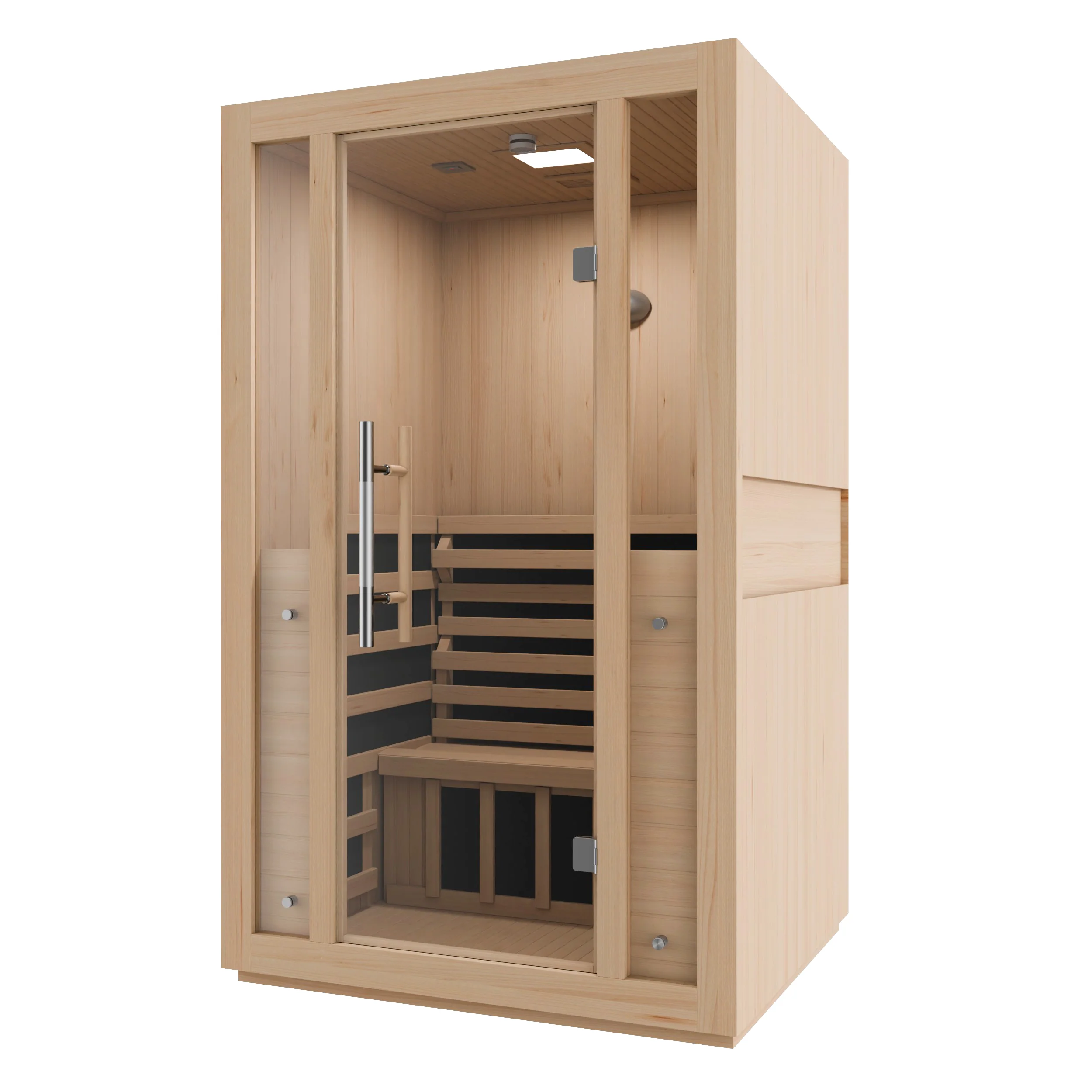 Fiji 2-Person Carbon FAR Infrared Hemlock Wooden Indoor Home Sauna Room with LED Touch Control Panel - Image 3