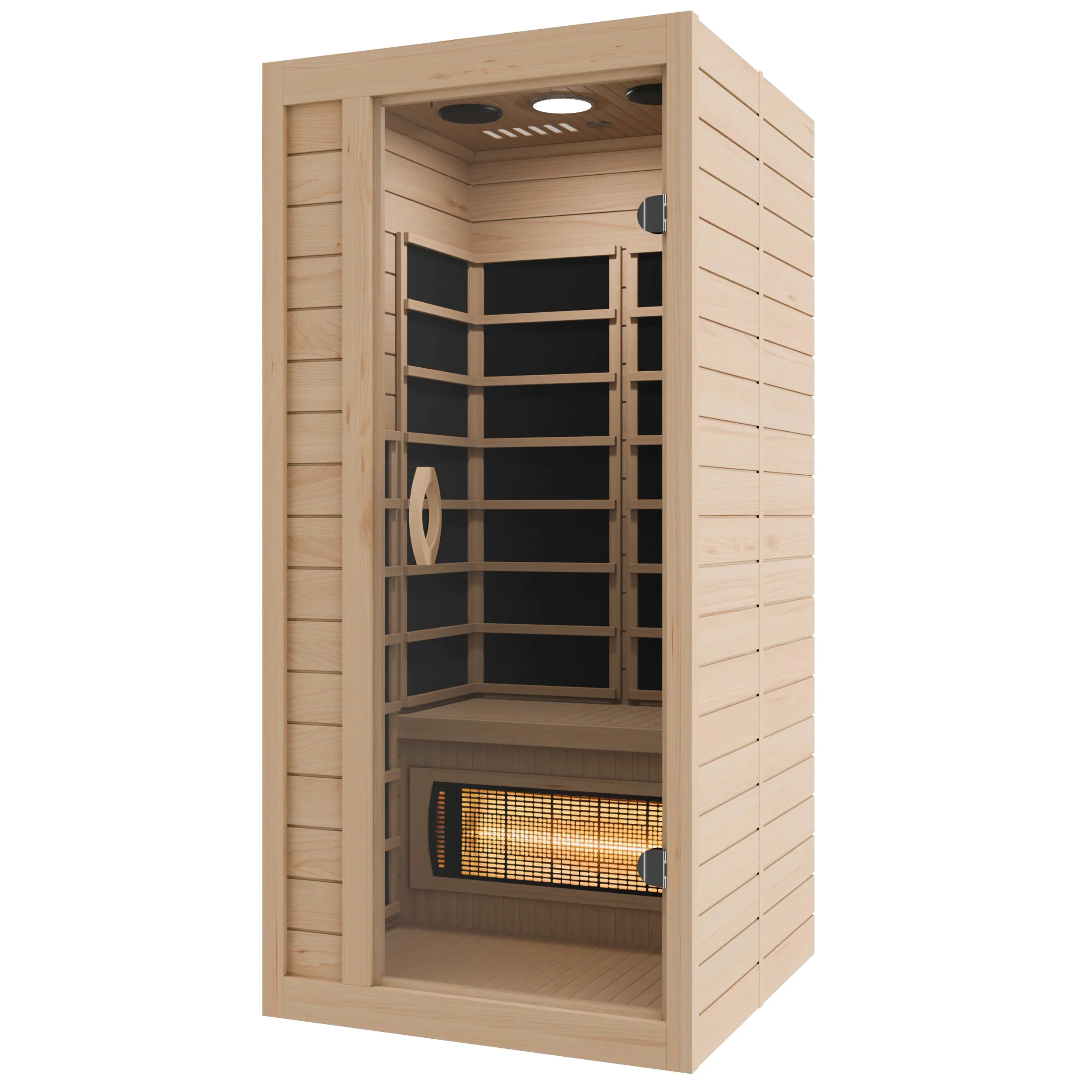 Lucia 1- Person Indoor Hemlock Wooden Carbon FAR Infrared Home Sauna Room with LED Touch Control Panel and Heater - Image 3