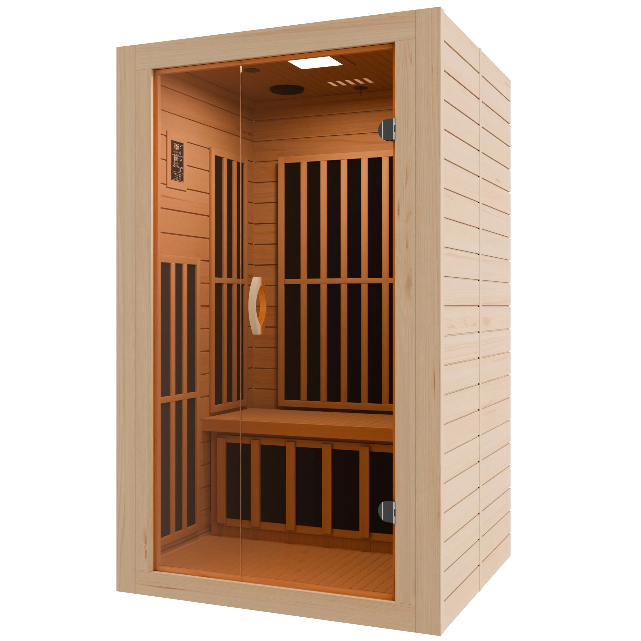 Viti 2- Person Indoor Hemlock Wooden Carbon FAR Infrared Home Sauna Room with LED Touch Control Panel and Heater - Image 3