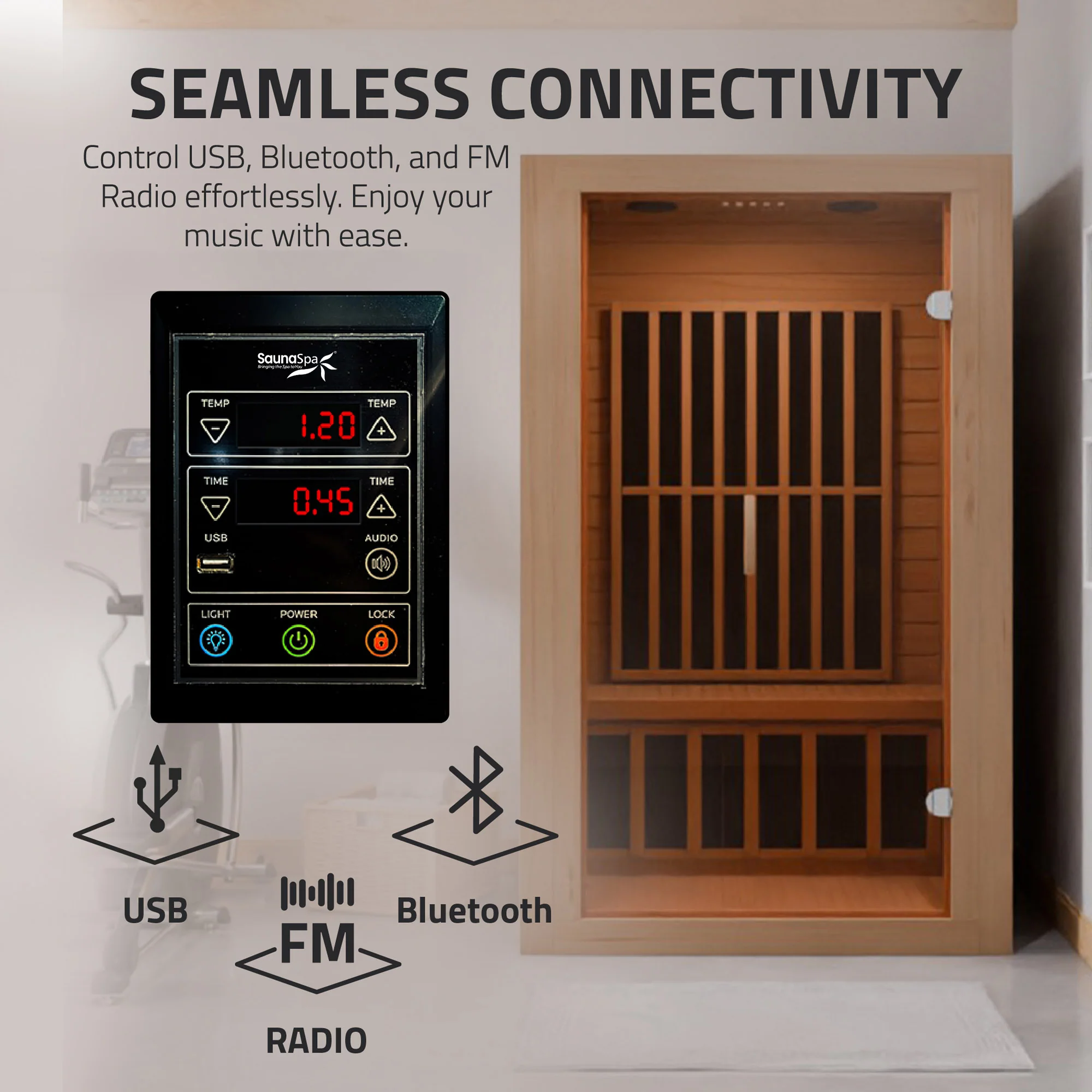 Viti 2- Person Indoor Hemlock Wooden Carbon FAR Infrared Home Sauna Room with LED Touch Control Panel and Heater - Image 7