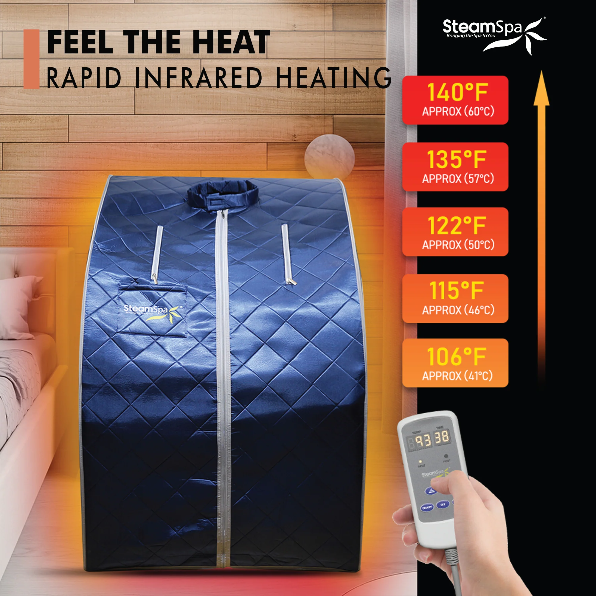 1-Person Indoor PP Plastic 1050 Watt Portable Infrared Home Sauna with Digital Controller and Foldable Chair, Blue - Image 4