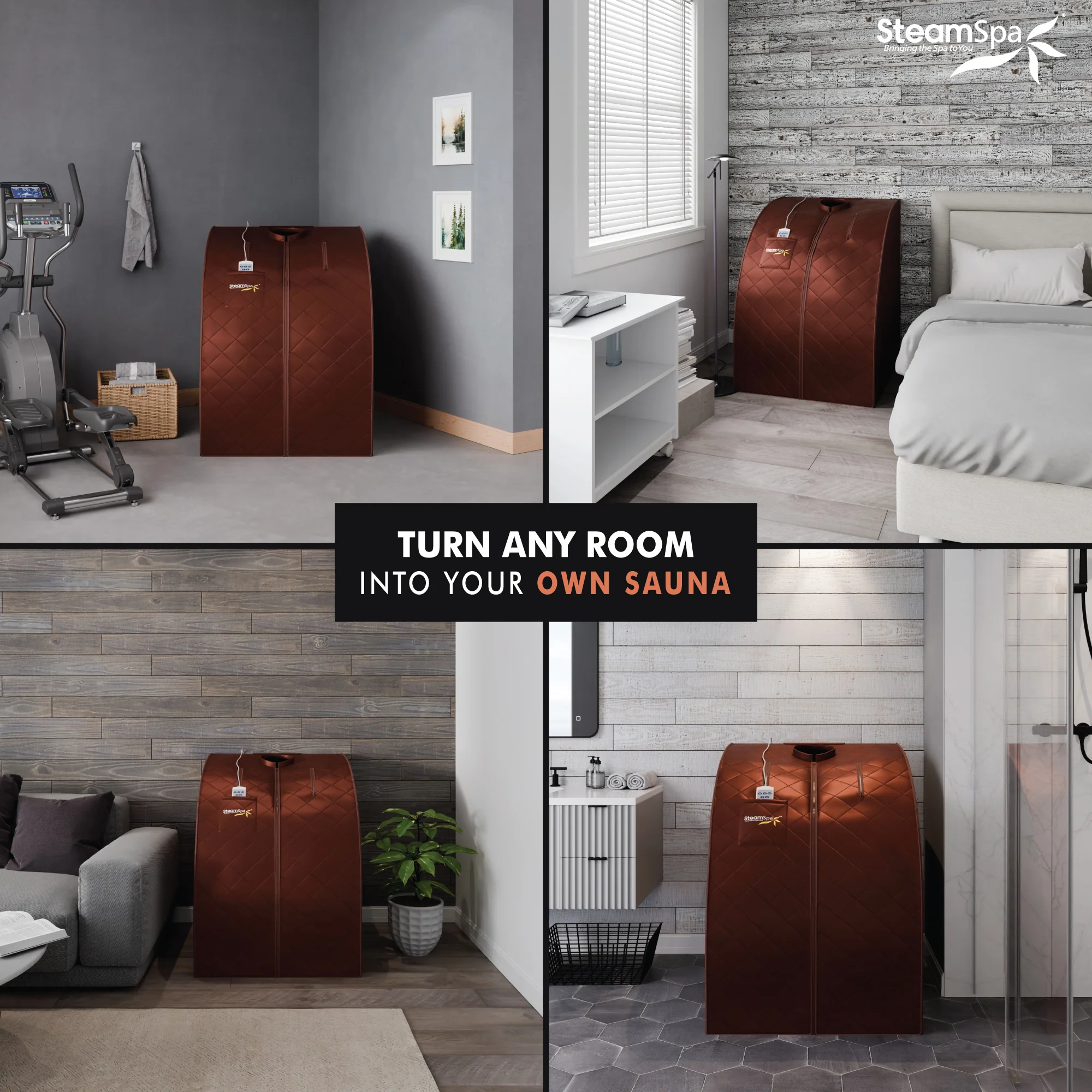 1-Person Indoor PP Plastic 1050 Watt Portable Infrared Home Sauna with Digital Controller and Foldable Chair, Brown - Image 6