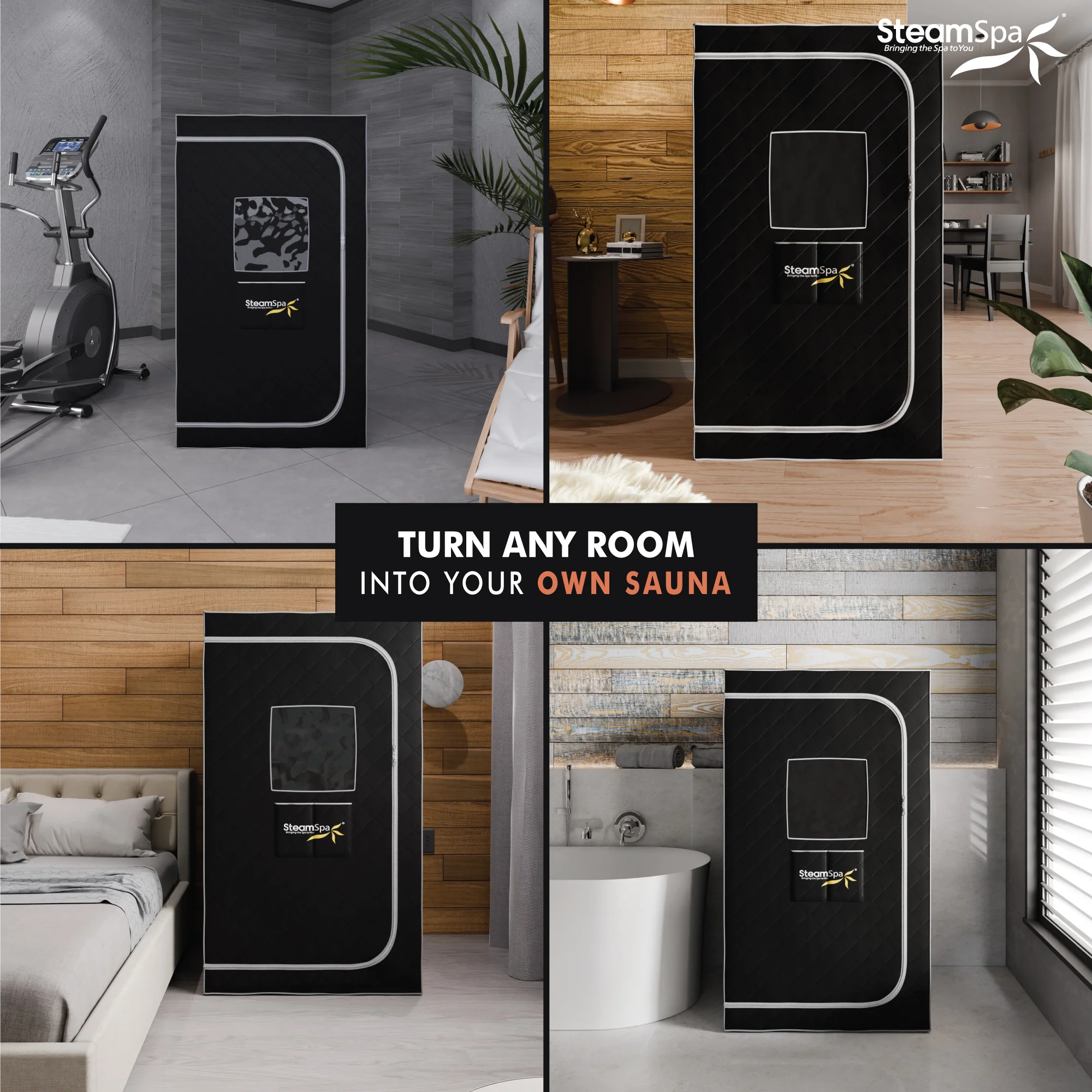 1-Person Indoor PP Plastic 900 Watt Portable Steam Home Sauna with Digital Controller and Foldable Chair, Black - Image 6