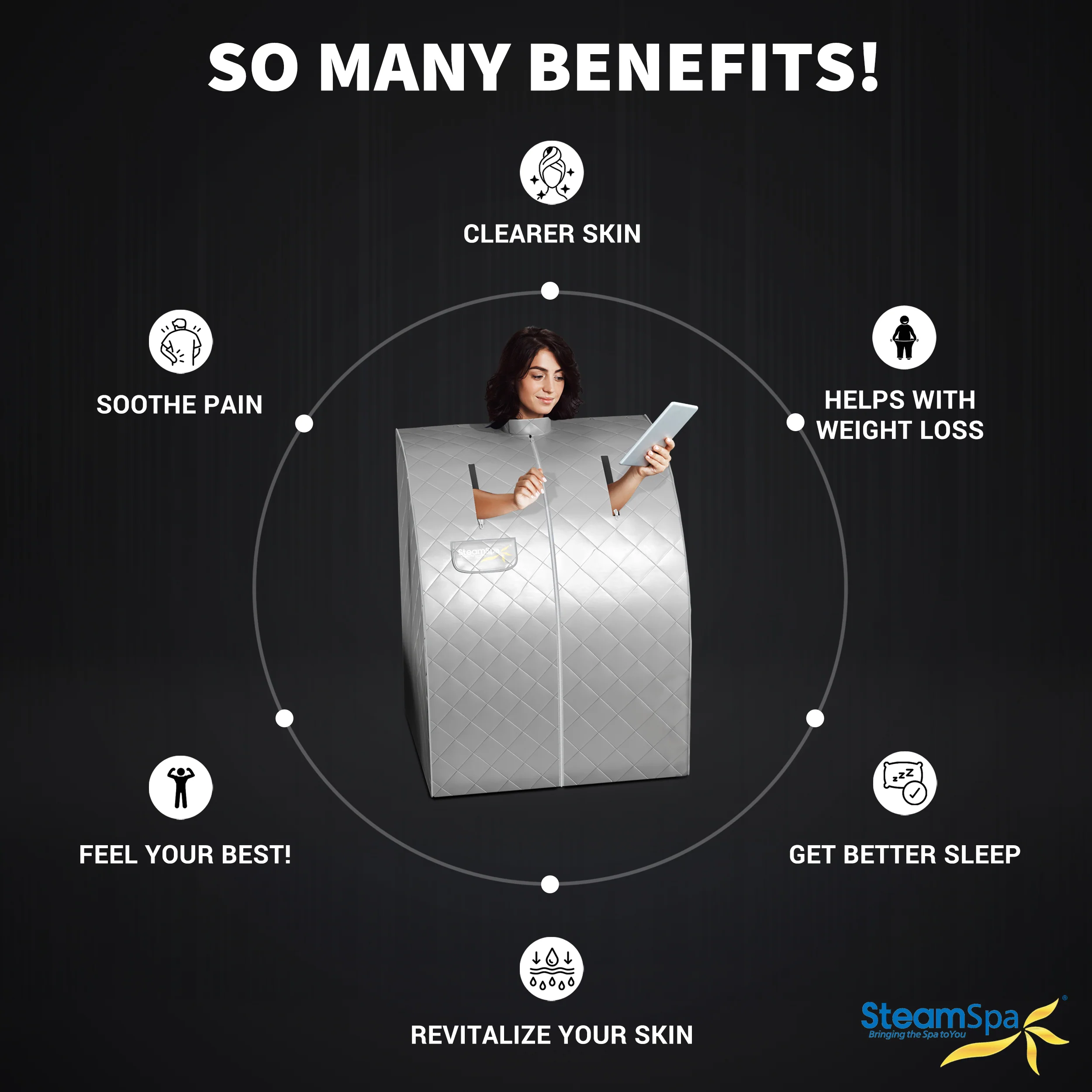 1-Person Indoor PP Plastic 900 Watt Portable Steam Home Sauna with Digital Controller and Foldable Chair, Silver - Image 5