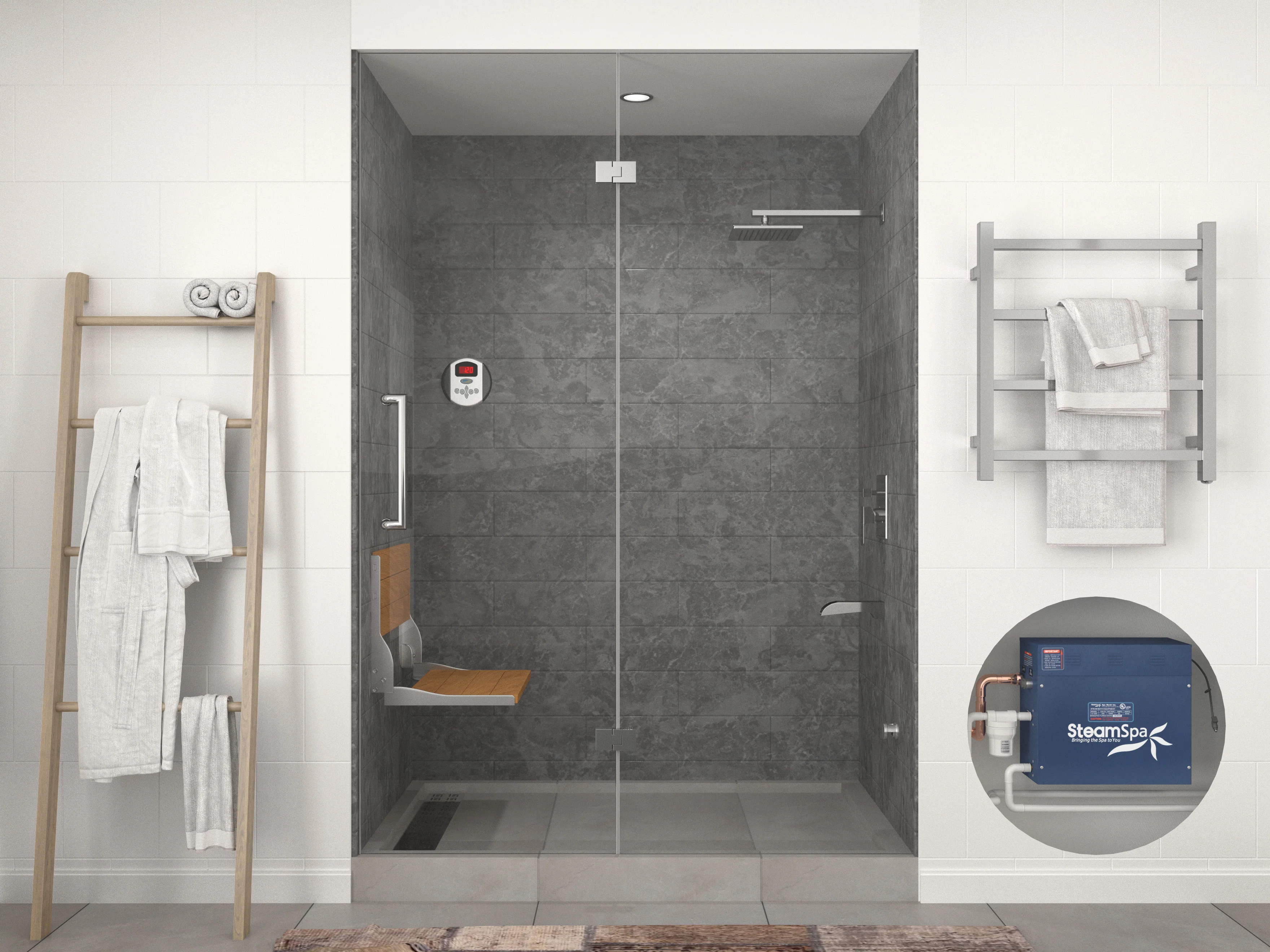 7.5kW QuickStart Steam Bath Generator with Dual Tank Continuous Steam Output Design and Quiet Quick Start Technology - Image 3