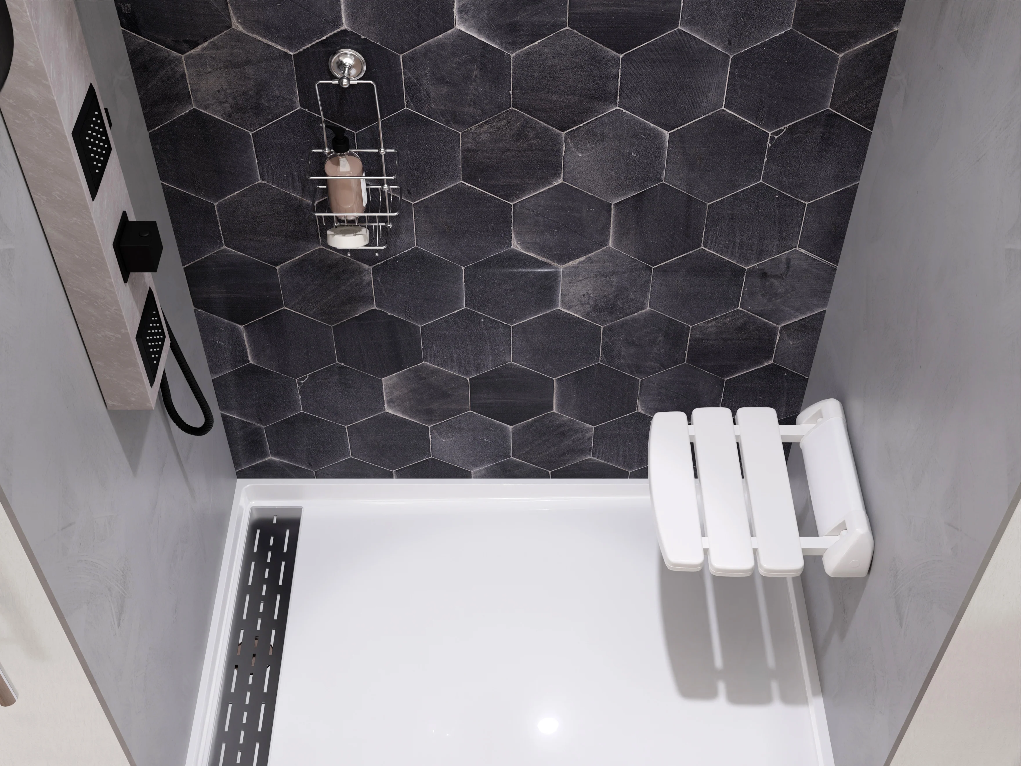 SteamSpa 13.78 in. Wall Mounted Folding Shower Seat - Image 6