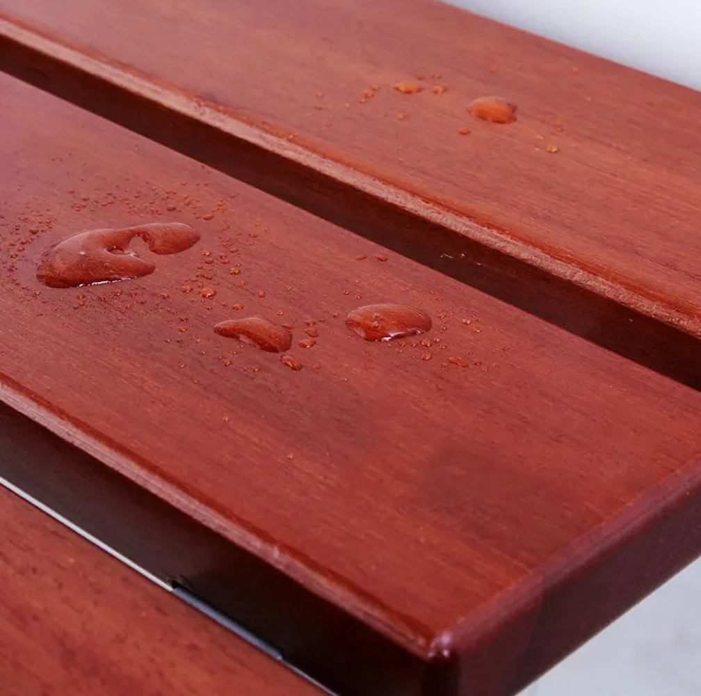 Wall-Mounted Folding Shower Seat – Solid Wood & Frosted Aluminum Brackets - Image 3